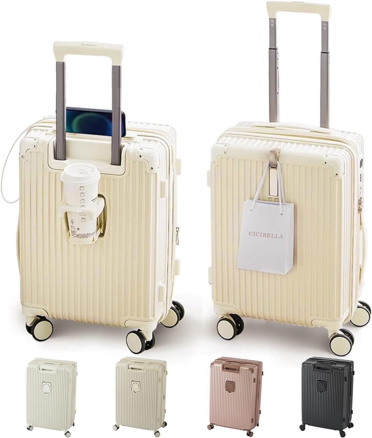スーツケース キャリーバッグ キャリーケース カップホルダー付き 機内持ち込み可能 USB+Type-Cポート付 耐衝撃 360度回転 TSAローク搭載 静音 超軽量 旅行 ビジネス 出張 ファスナー｜Libre777
