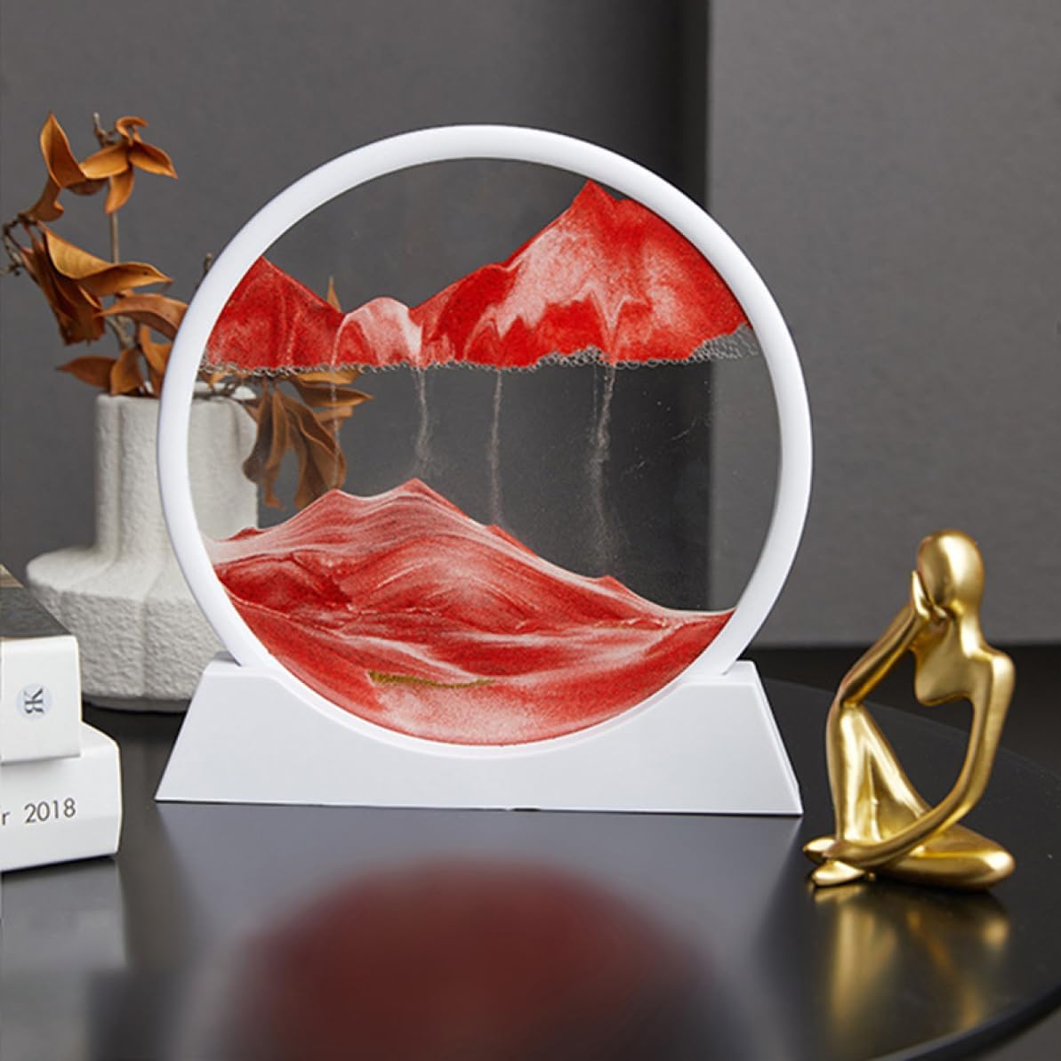 サンドピクチャー 置物 置き物 砂のアート 砂の絵 L 3D 流れる サンドアート 丸型 装飾品 部屋飾り 砂絵 砂時計 インテリア 雑貨 癒し グッズ 玄関 オフィス 店舗 飾り おしゃれ 誕生日