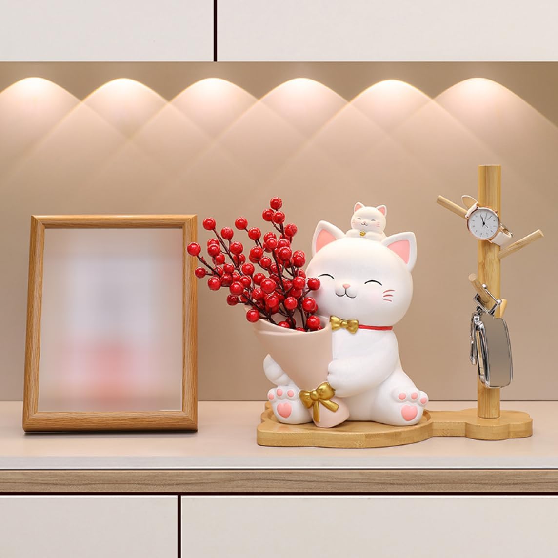 置物 ねこ キー収納 皿を捧げるねこ ラビット アニマル 鍵置き トレー キーボックス F トイレ 玄関 収納 小物 オブジェ かわいい インテリア雑貨 卓上置物 タイプ1 収納トレイ 化粧卓 口紅ス