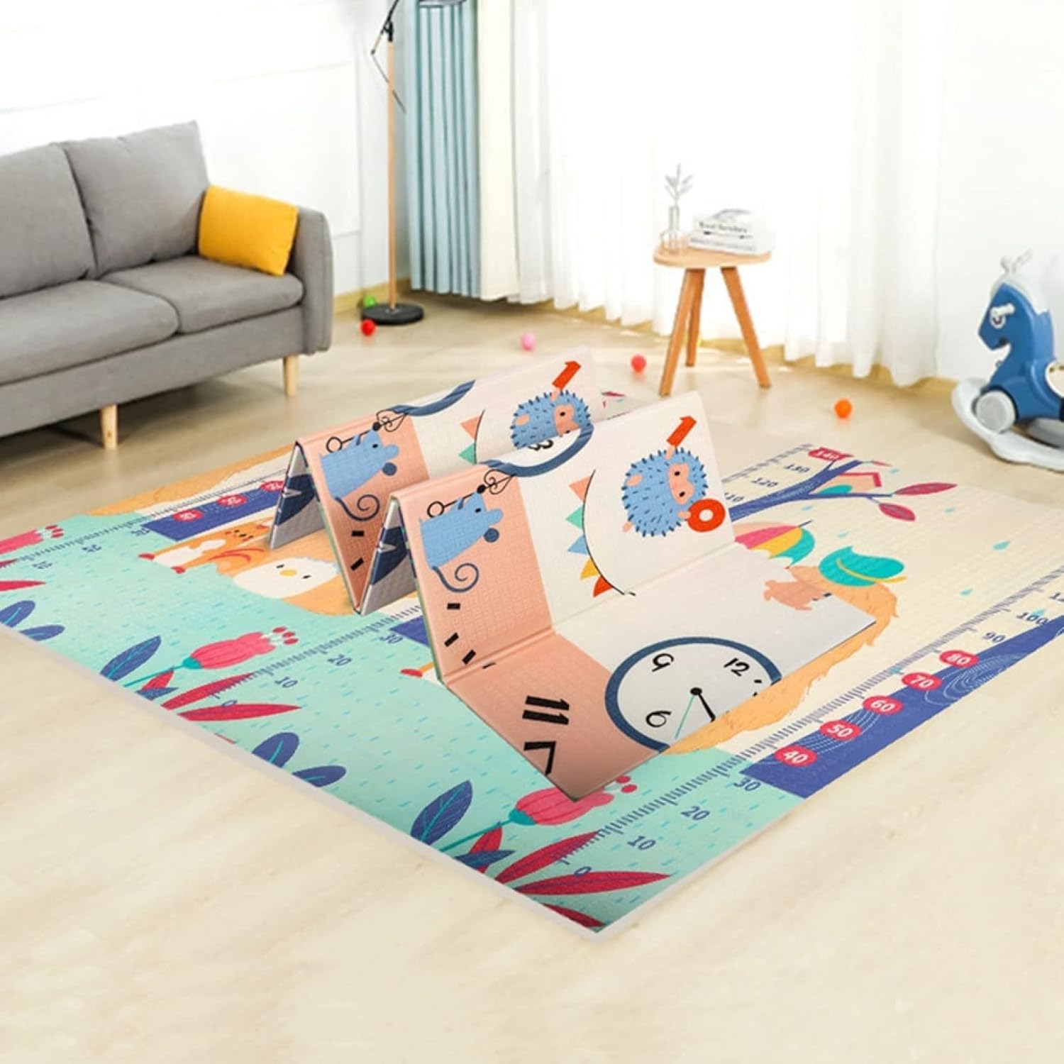 ベビープレイマット180*200*2cm 両面使用可 折り畳み式 収納 遊び 学べる 楽しい キッズ用プレイマット 滑り止め 可愛い ベビー 安全無味 動物園 清掃簡単 衝撃緩和 防水 防音 出産祝い