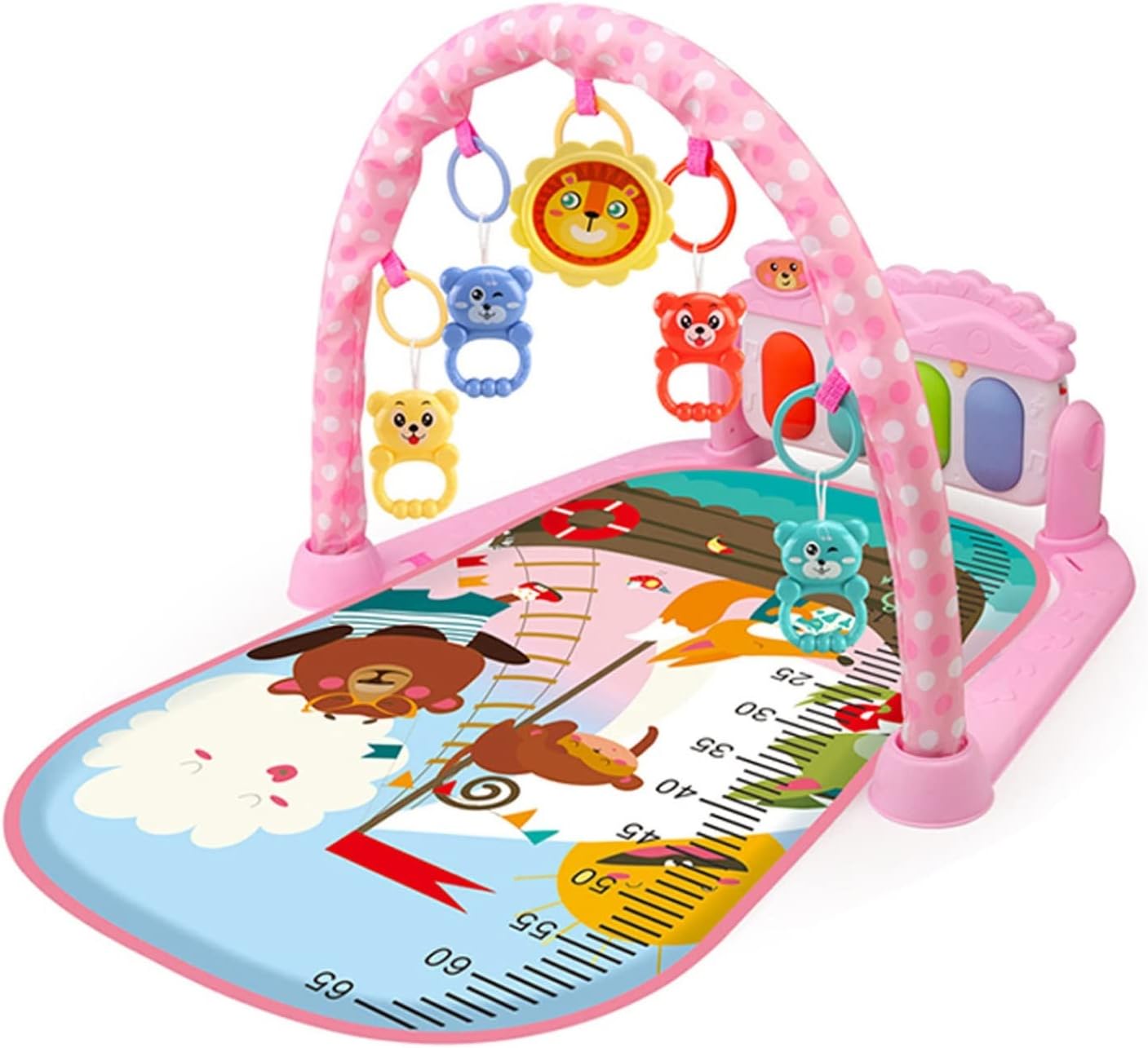 ベビージム 46*75*44cm プレイジム 新生児 出産準備 プレイマット ベビープレイマット 幼児 赤ちゃん おもちゃ付き ベビージムマット 音が鳴るピアノ ベビーおもちゃ 室内遊具 知育玩具 洗