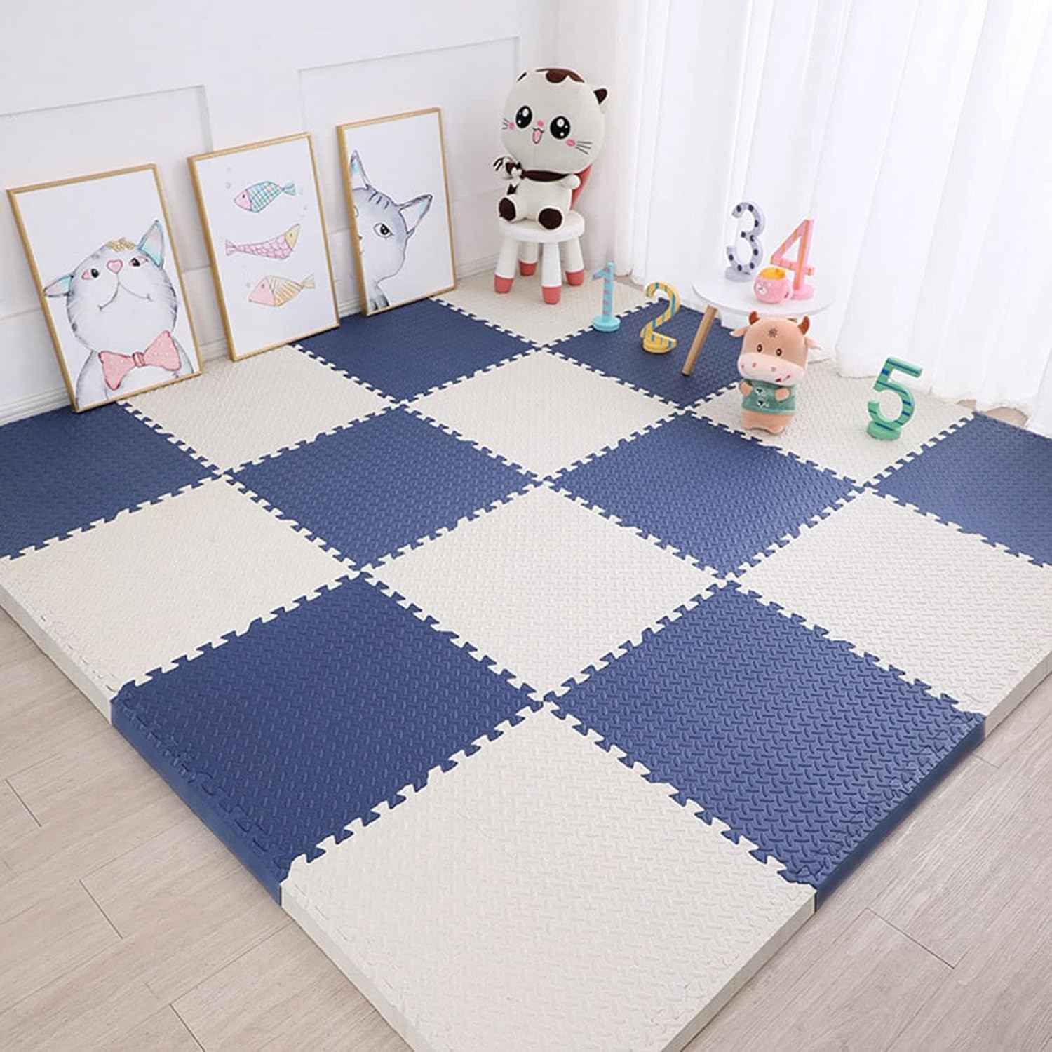 ジョイントマット 大判 厚手 防音 パズルマット 60*60*2.5cm（ 9枚 ） 衝撃 吸収 防音 防傷 フロアマット プレイマット サイドパーツ付き 転倒防止 組み立て簡単 タイルカーペット カ