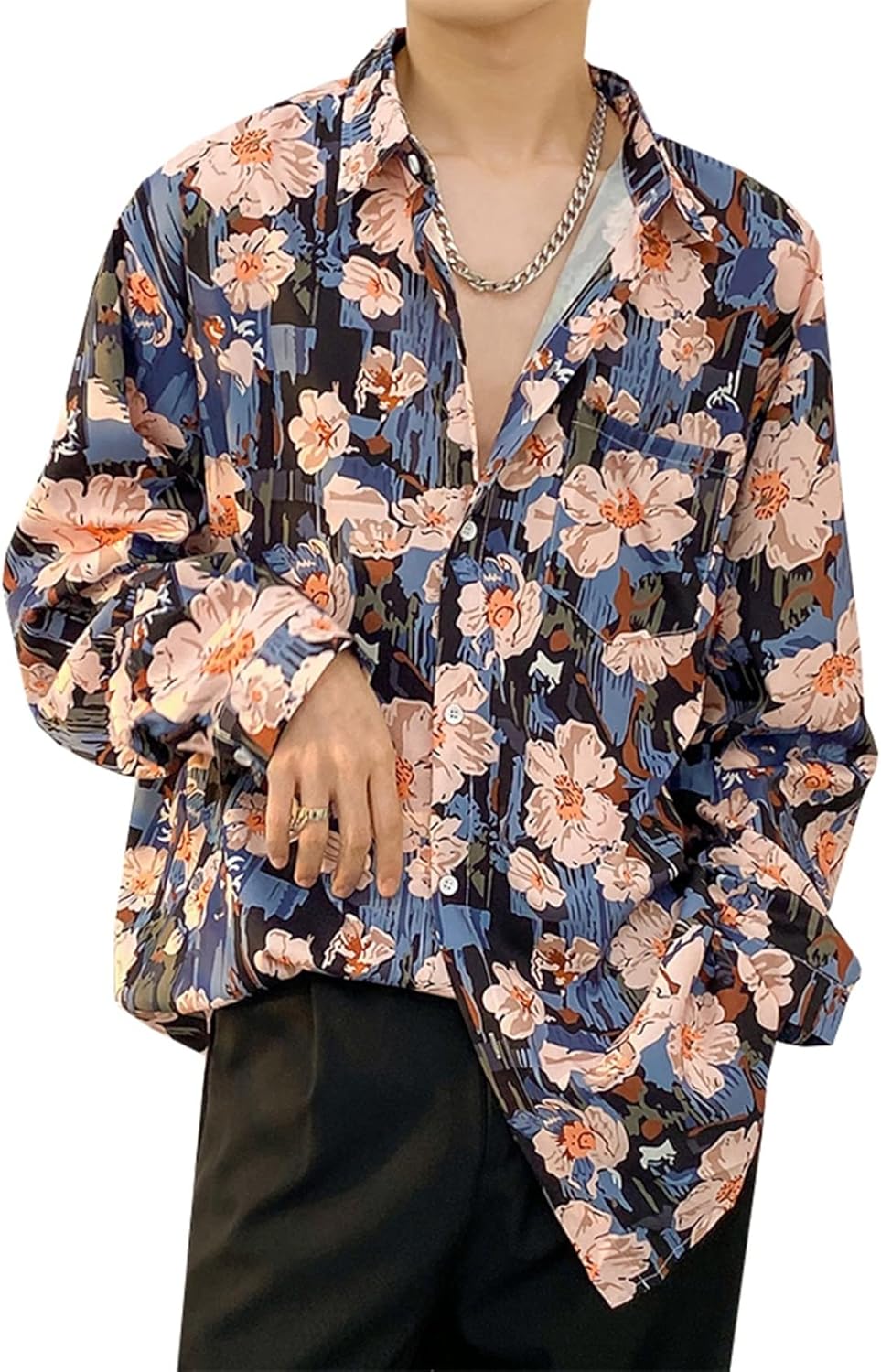 9色展開 花柄 長袖シャツ メンズ レディース 春秋 開襟 S-3XL 大きいサイズ ゆったり シフォン 通気性 柔らかい 快適 アロハシャツ 着回し カジュアル リゾート 旅行 イベント お出かけ
