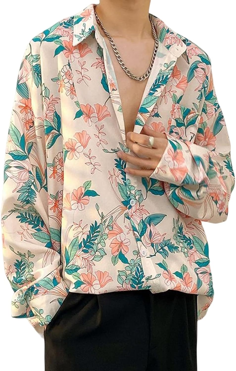 9色展開 花柄 長袖シャツ メンズ レディース 春秋 開襟 S-3XL 大きいサイズ ゆったり シフォン 通気性 柔らかい 快適 アロハシャツ 着回し カジュアル リゾート 旅行 イベント お出かけ