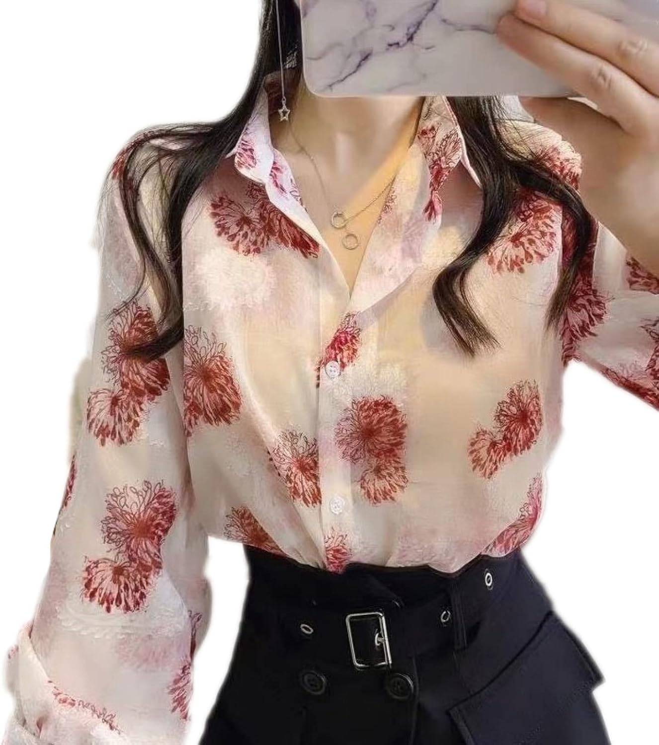 花柄シャツ ブラウス 長袖 おしゃれ ボタンダウン 通勤 オフィス カジュアル レディース シフォンブラウス レトロ おしゃれ 可愛い 花柄ブラウス カジュアル リゾート ゆったり 長袖シャツ イン|Libre777