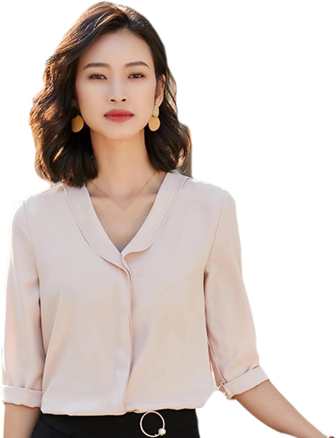 ブラウス 半袖 レディース tシャツ vネック オフィス 夏 シャツ シフォン 夏 半袖 無地 レディース 着痩せ スーツインナー トップス 女性用 カジュアル 普段着 通勤 OL 夏 フォーマル オ