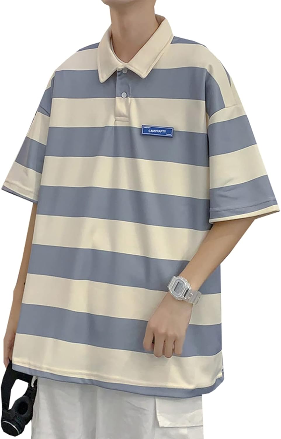S-2XL ポロシャツ Tシャツ メンズ 半袖 夏 薄手 柔らかい 快適 通気性 カットソー 大きいサイズ ゆったり ストレッチ ティーシャツ カジュアル 通勤 通学 着回し おしゃれ ボーダー柄