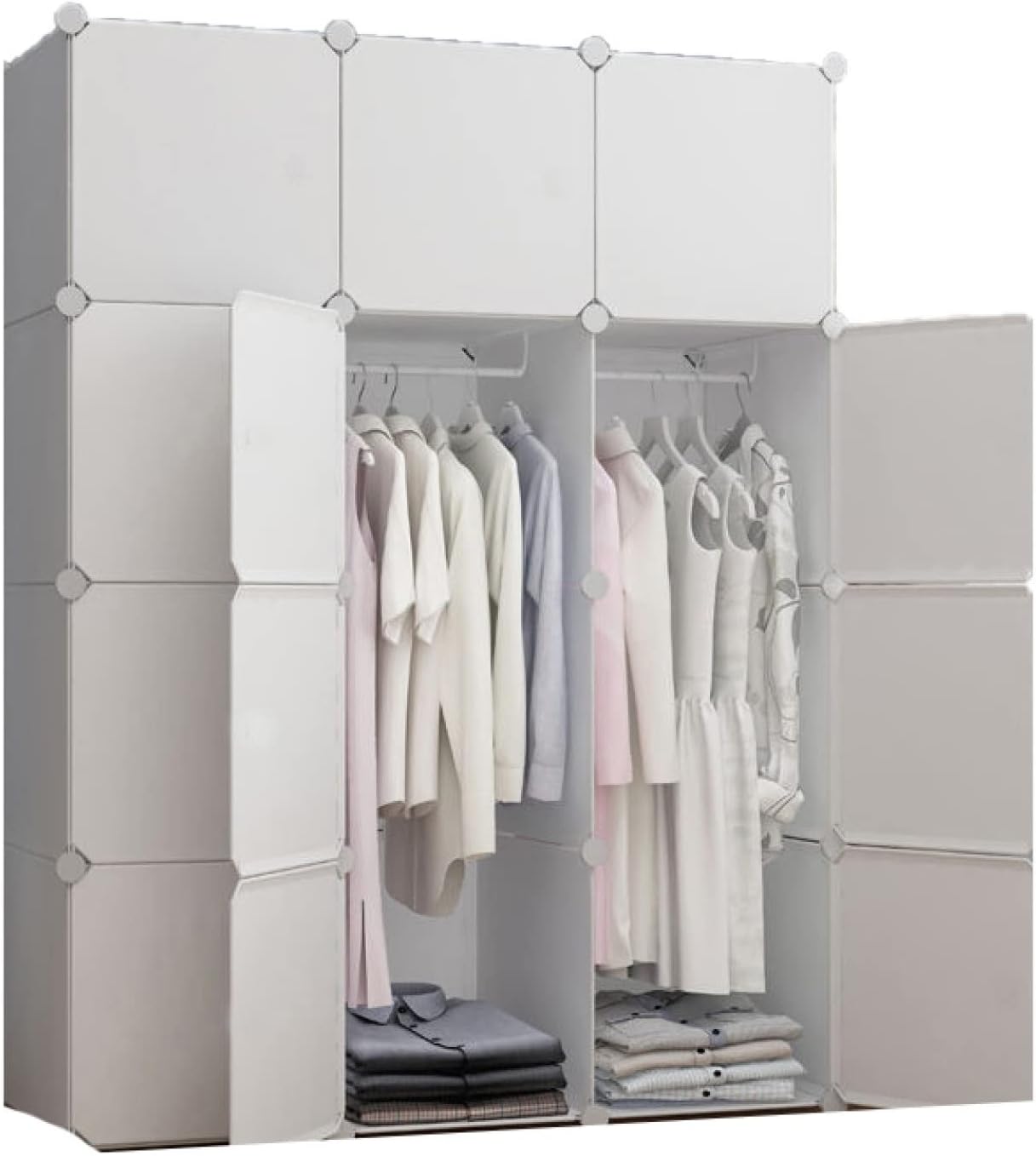 クローゼット ワードローブ 収納ボックス おしゃれ 組み立て式 洋服収納棚 整理棚 扉付き DIY大容量洋服タンス リビング 大容量 棚 耐久 安定 ポリプロピレン 子供 組み立て式 防塵 防汚 防水