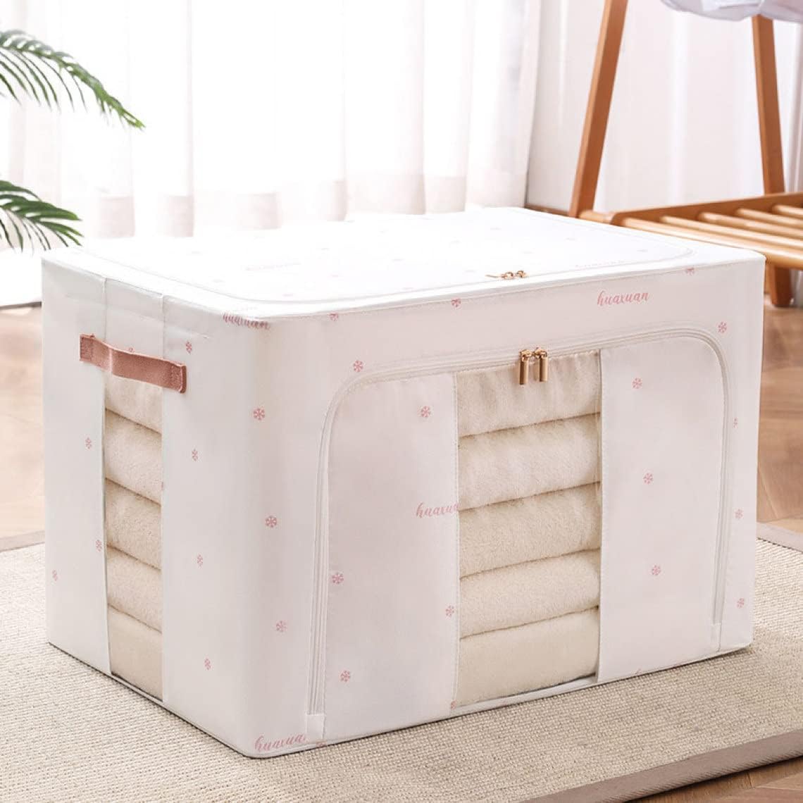 衣類収納ケース 衣装ケース 折りたたみ式 XL 洋服収納 大容量 ホワイト 多機能収納ボックス 収納ボックス 取っ手付き 衣類 下着 靴下パンツ収納 小物収納 小物入れ 収納?? ふたつきボックス ハ