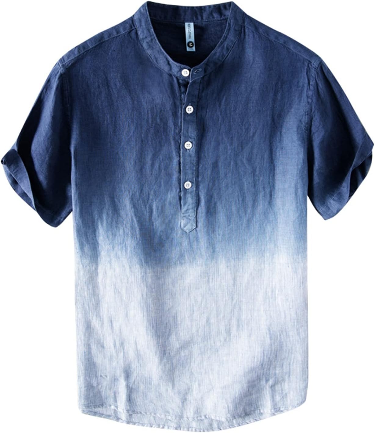 リネンシャツ メンズ 半袖 カジュアルシャツ tシャツ 夏物 麻 軽量 抗菌防臭 吸汗 ヘンリーネック ポロカラー グラデーション 薄手 涼しい 和風 無地 ゆったり かっこいい 柔らかい 快適 ティ|Libre777
