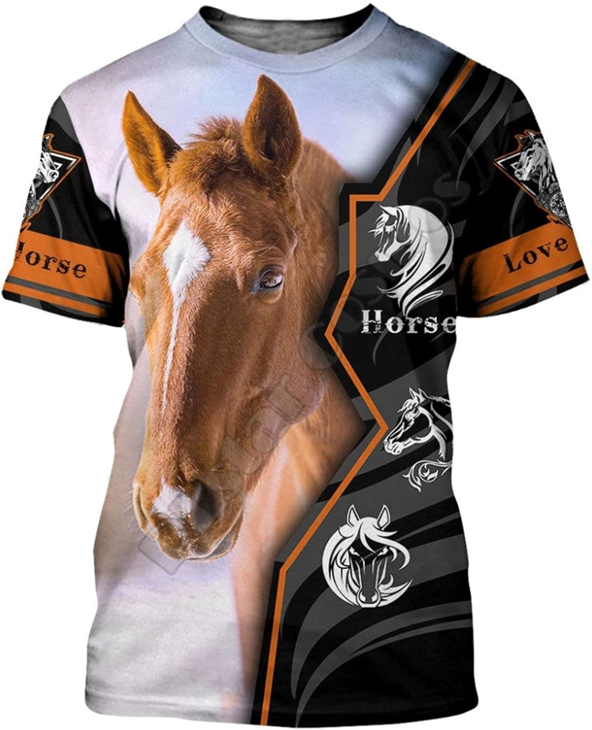 3dプリントtシャツ メンズ tシャツ 半袖 馬柄 総柄 夏 丸首 柔らか 着心地が良い 薄手 涼しい カジュアル ?量 通気速乾 吸汗 大きいサイズ かっこいい トップス カットソー 男性用 ストリ|Libre777