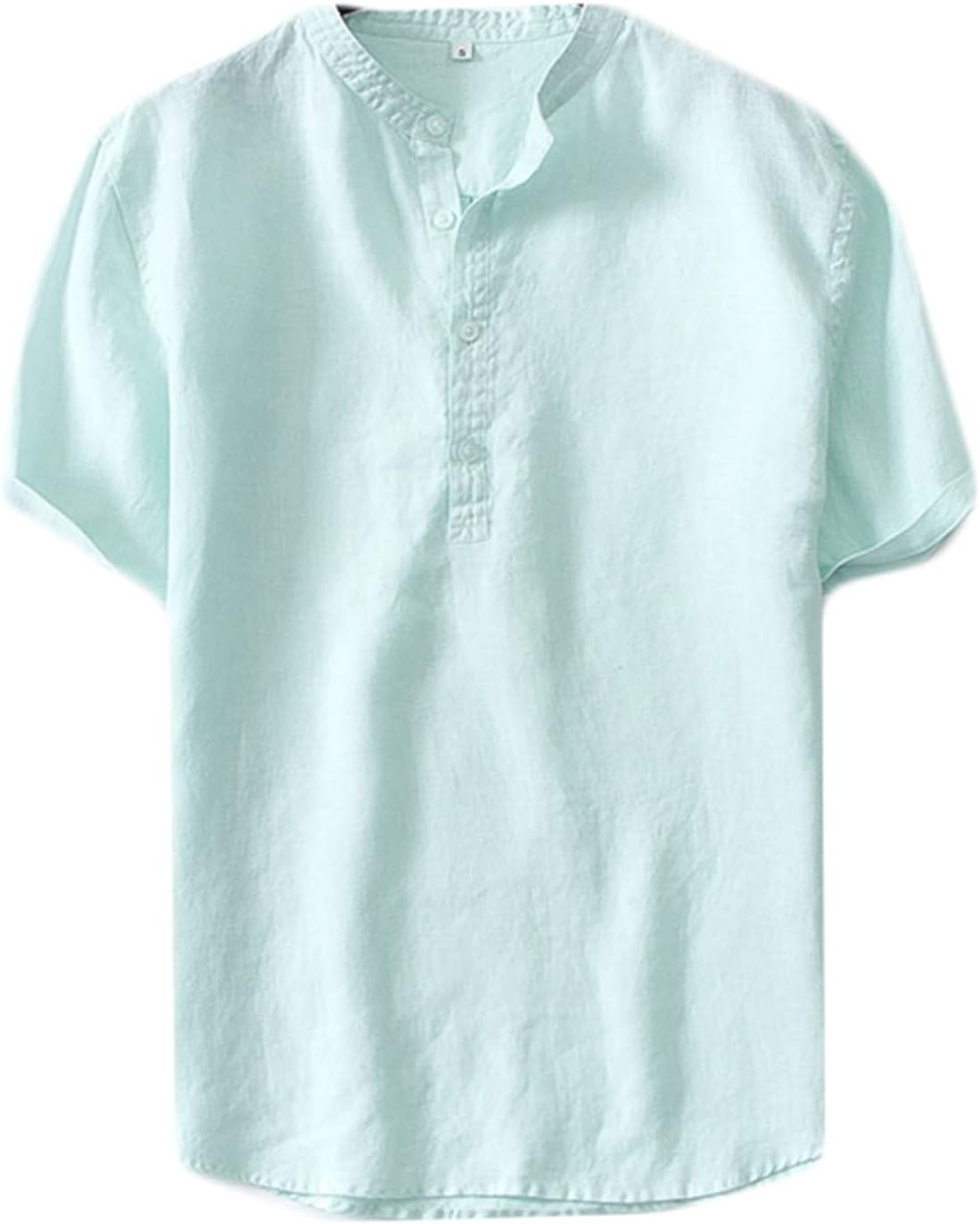 メンズ リネンプルオーバー ヘンリーのど首 夏服 プルオーバー 麻100% 立ち襟 和風 厚地の外套 商行為 心地よい 無地 分かりやすい 好いたらしい もの柔らか 通気速乾 冷やりとした 成人男性用プルオーバー ゆったり 気が大きい大きさ おしゃ