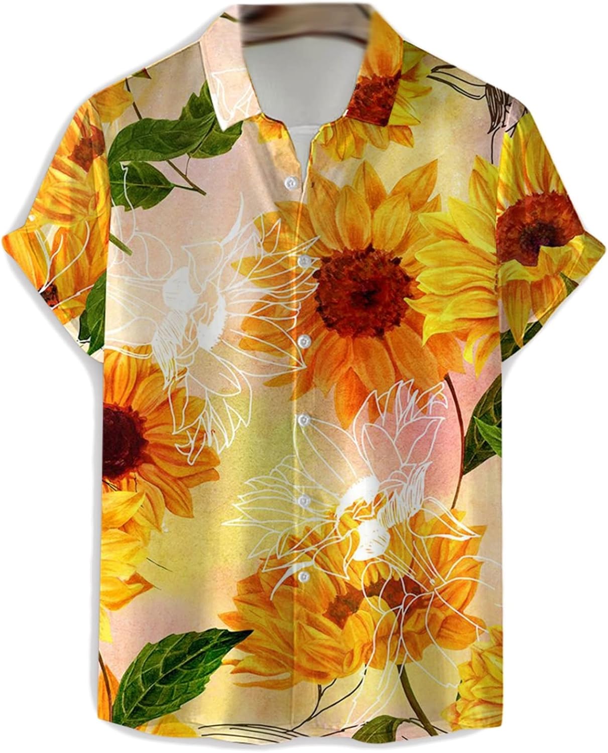 ビーチシャツ メンズ 夏 総柄 プリント ひまわり 花柄シャツ 半袖 アロハシャツ ハワイアン 開衿 カーディガン 薄手 トップス カジュアル 通気速乾 UVカット 汗染み防止 ビーチ ウェディング 8,496円