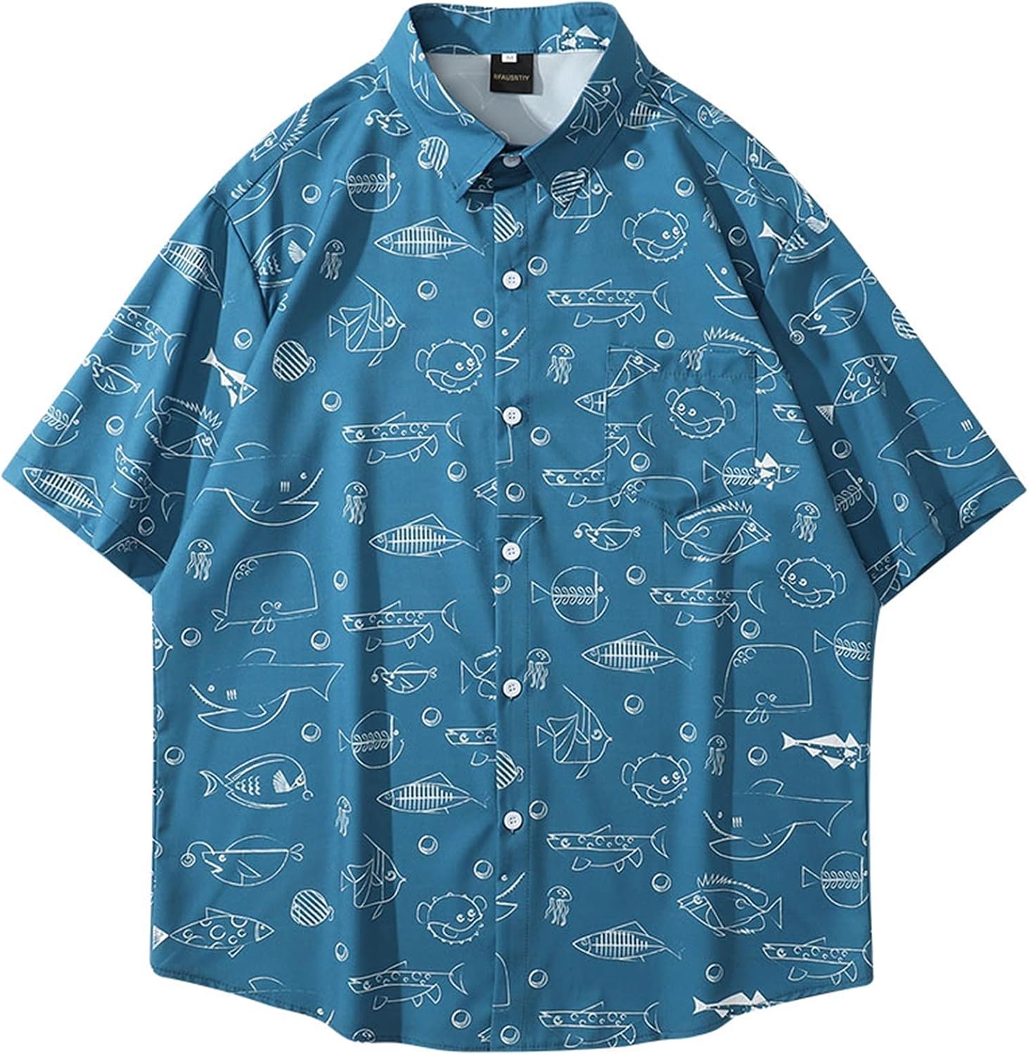 アロハシャツ 魚柄 総柄シャツ メンズ カジュアル 半袖シャツ 学生 大人 オーバーサイズ ヒップホップ スタイリッシュ カッコイイ さわやか サマーウェア 涼しい 通気 軽量 フィット 肌触りがいい