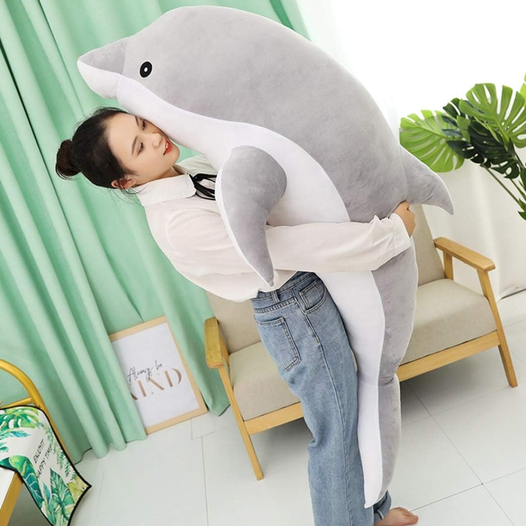 海豚ぬいぐるみ 抱き枕 海豚 仕立てもの風呂敷き包み ふわふわ ロング枕 愛くるしげ 室内装飾 あやつり人形 横向き寝 毛の荒物 100糎 座布団 癒し系 特大 事務机/睡眠時間まくら 色合い2 意中の女 差し上げ物 母の日