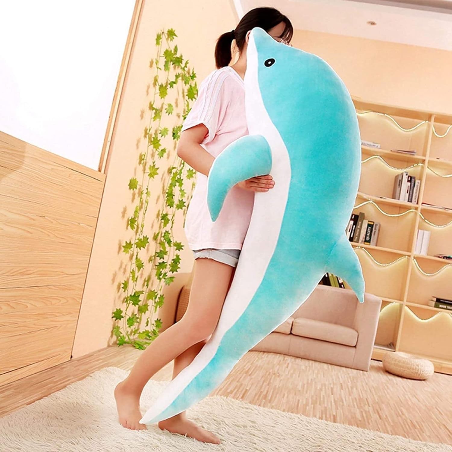 好いたらしい海豚 海豚ぬいぐるみ 青色 特大 気が大きい ぬいぐるみ パステル色の 抱きまくら 100糎 毛の荒物 ふわふわ 差し上げ物 ドルフィン 海豚 いるか ドルフィンぬいぐるみ 仕立てもの風呂敷き包み 儀式用 クリスマス お誕