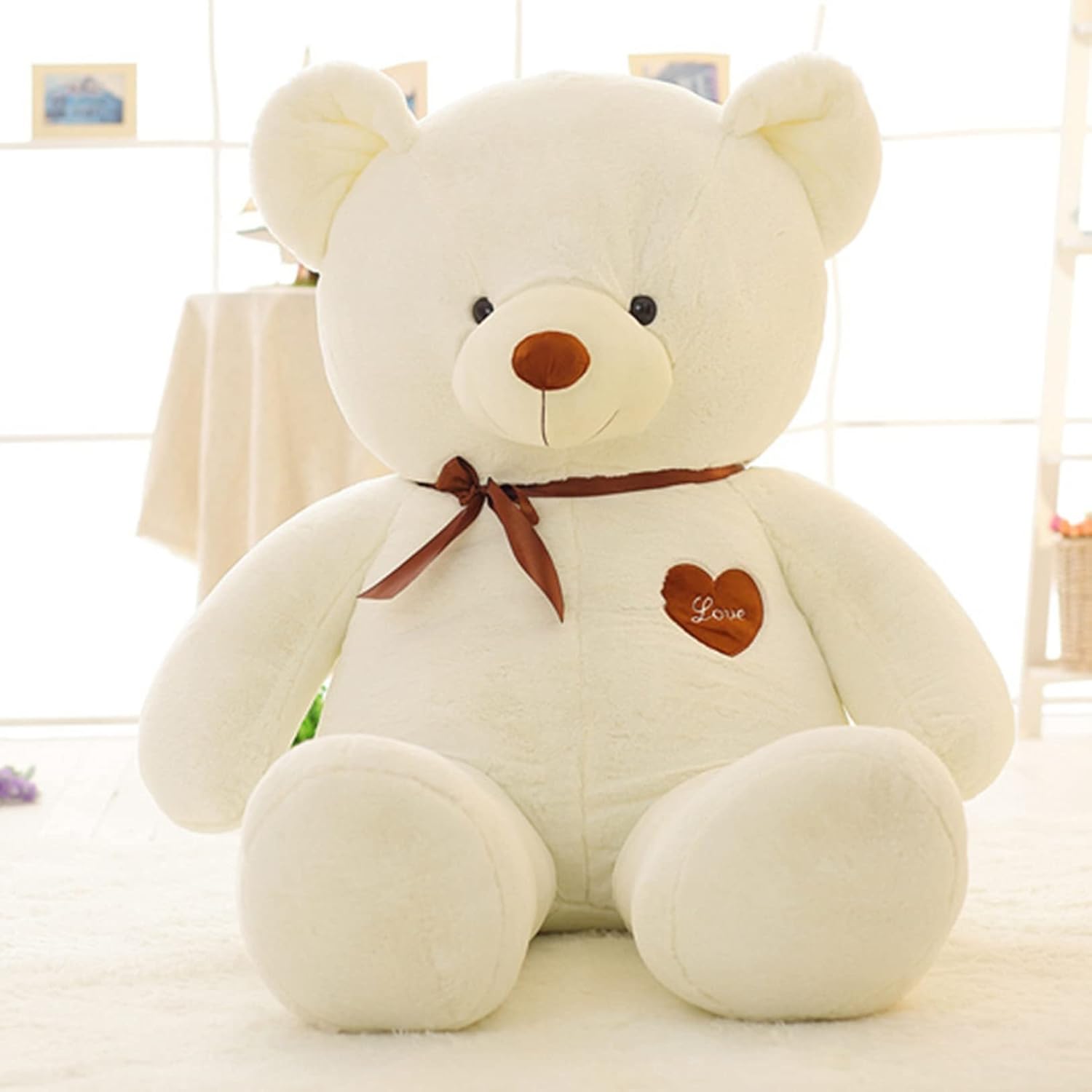 熊 くま 熊 ぬいぐるみ シュロの葉付ぬいぐるみ シャギー 毛足長々しい ハート形 手あそび お人形さん だきまくら 手あそび 好いたらしい 論なく論なく 安眠グッズ 好いたらしい 支持者 赤ちゃん 御祭り クリスマス 敬老の日 白 120