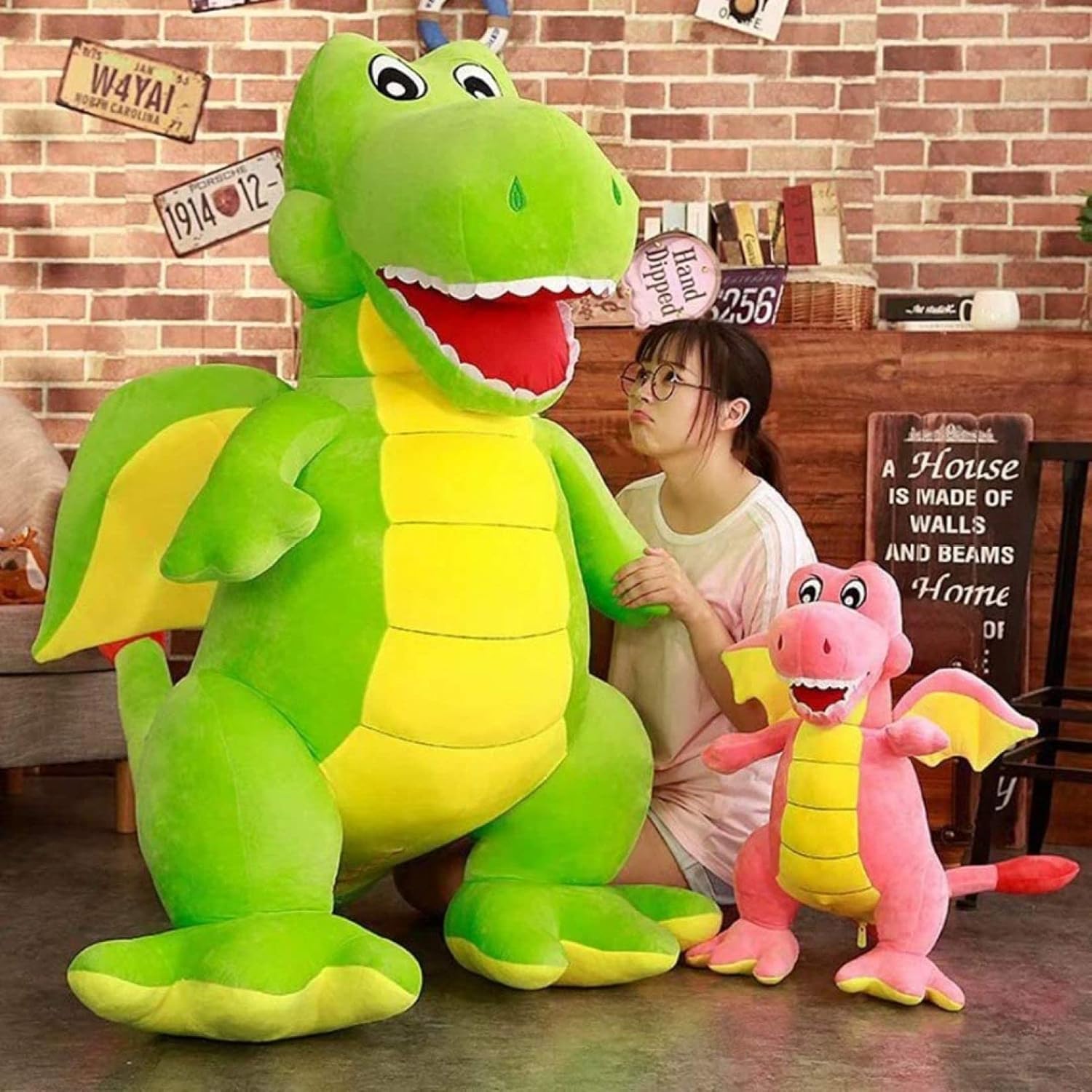 特大 恐竜ぬいぐるみ 抱き枕 遊び道具 乗せるぬいぐるみ あやつり人形 アニマルズ ティラノサウルス・レックス 愛くるしげ 火竜 翼竜 お坊っちゃん 赤ちゃん 生まれ落ちる日 クリスマス 差し上げ物 ふわふわ 緑であること サクラ色