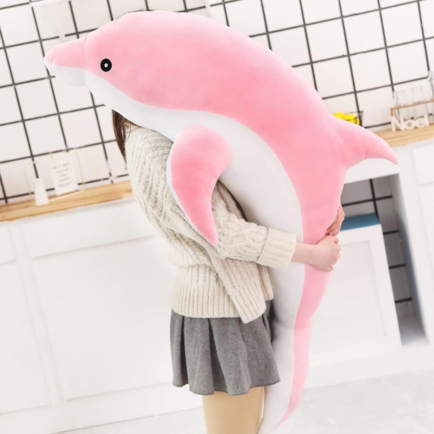 イルカぬいぐるみ ふわふわ ねむねむ 可愛い 抱きまくら 癒し系 寝添え 横向き寝用枕 クッション枕 抱かれ枕 もちもち すやすや寝る キュート部屋飾り 置物 安眠サポート ギフト 結婚式 背当て抱き|Libre777