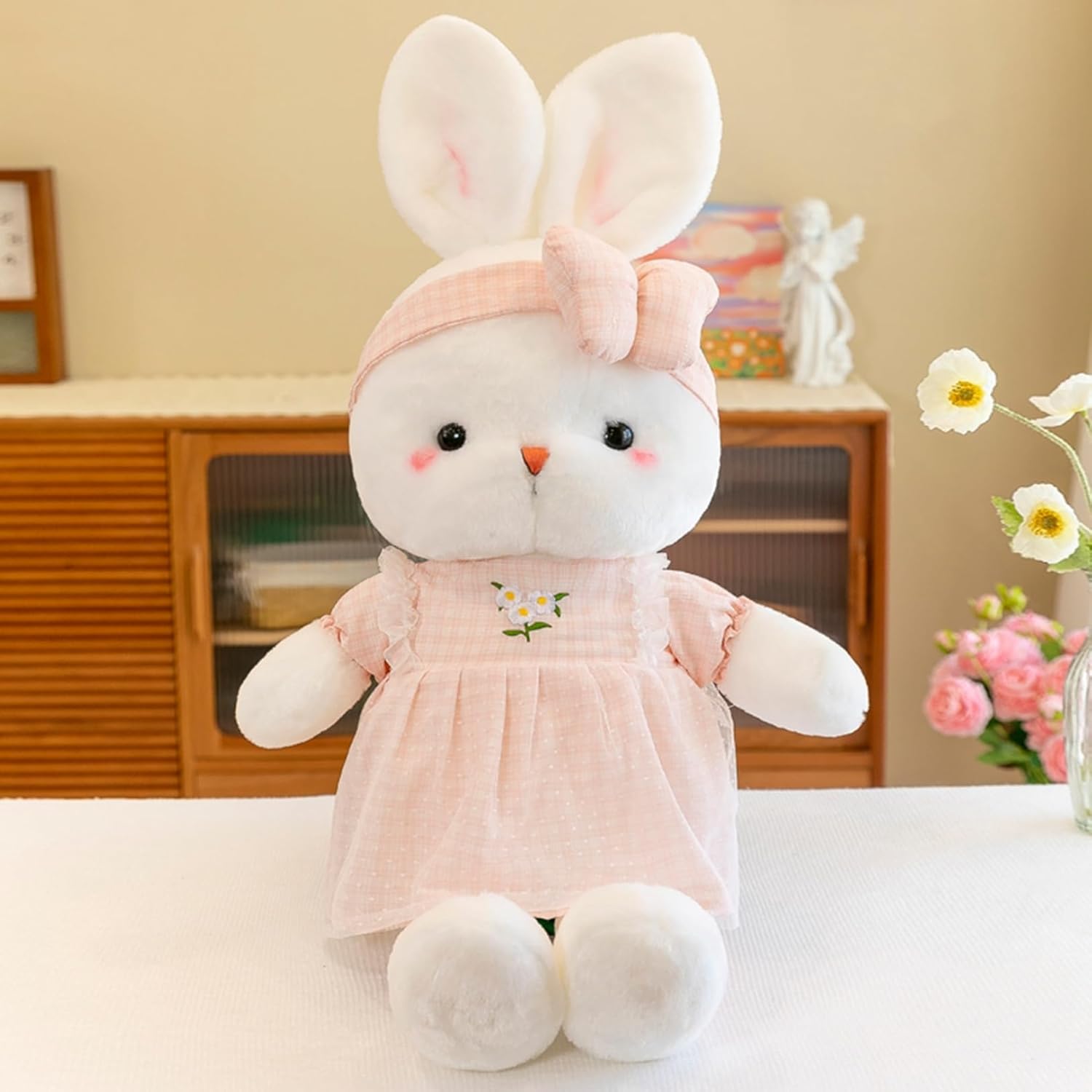 ウサギぬいぐるみ ワンピース兎 ピンク 110cm 縫い包み うさぎ かわいい 大きい 子供 女の子 抱きまくら 添い寝枕 人形 おもしろ お誕生日プレゼント 癒される 柔らかい 安眠 贈り物 恋人