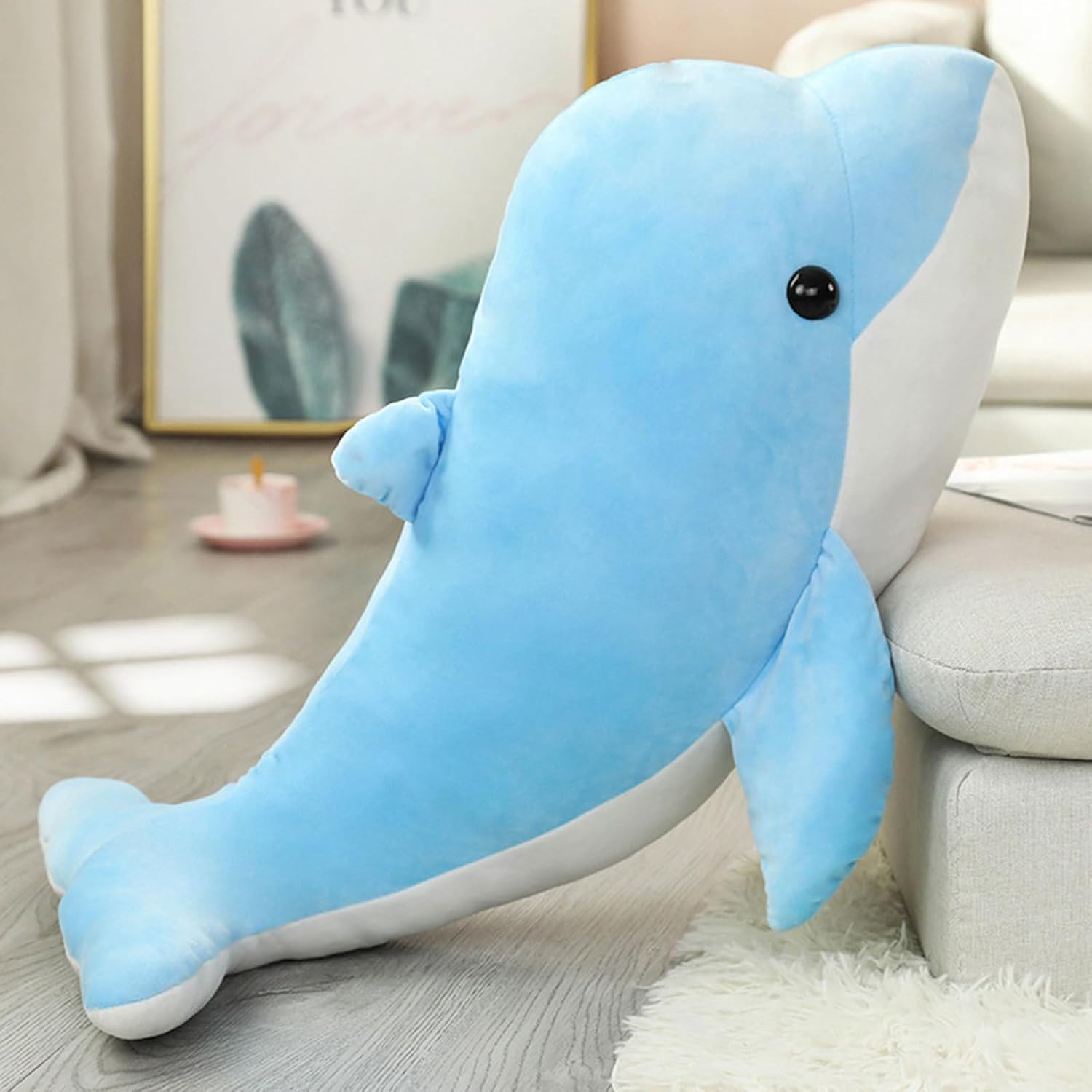 イルカ抱きまくら ぬいぐるみ ブルー 20+40cm ねむねむ 可愛い 装飾枕 ベッド・ソファーに置く 部屋飾り 置物 とろけるような肌触り 癒される ソフト インテリア 幼稚園 夏祭り プレゼント｜Libre777
