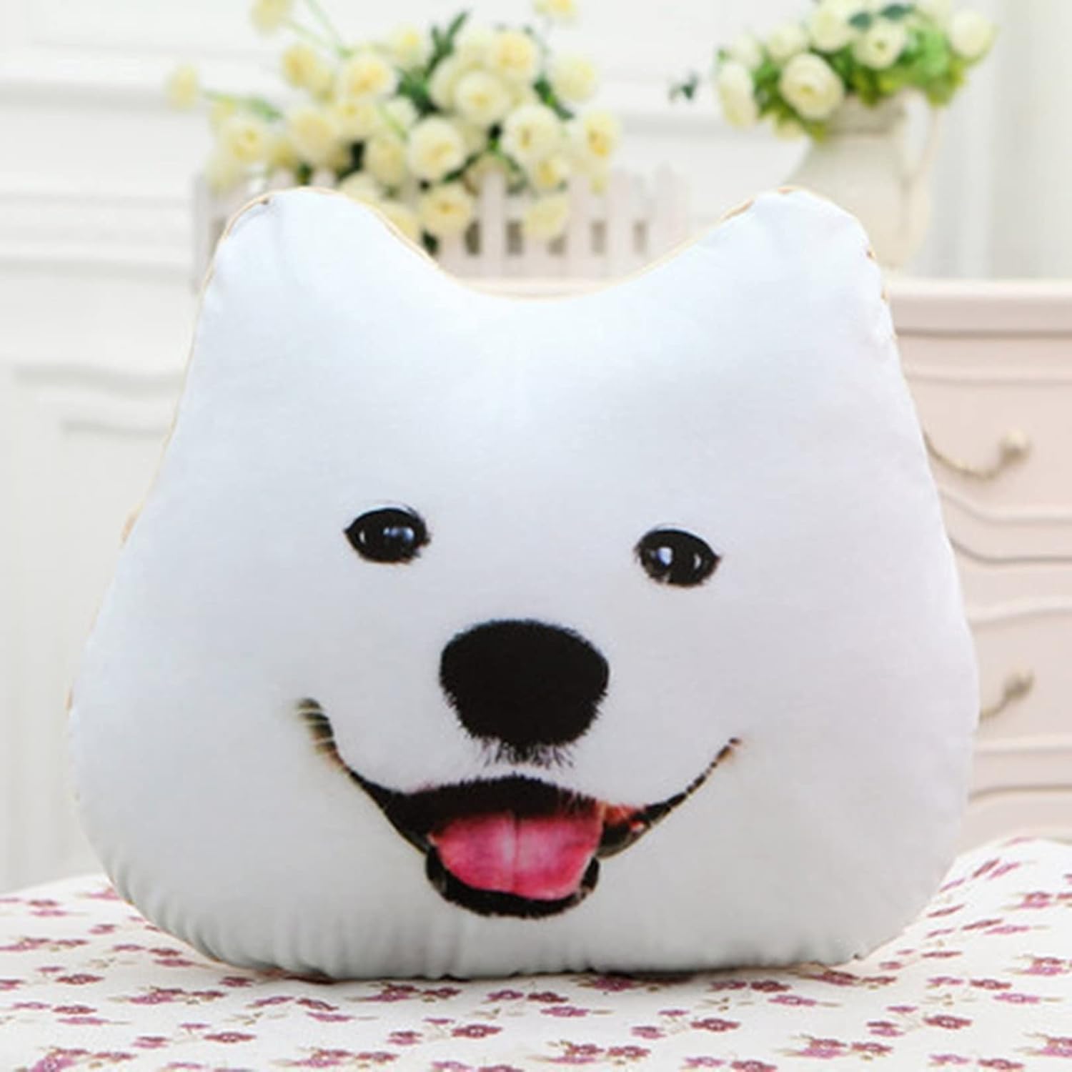 3D抱き枕 犬 サモエド ハスキー 柴犬 クッション 超キュート ふわふわ もちもち 丸っこい 快適さ ふんわり 昼寝枕 飾り物 ベッドルーム オフィス ソファ プレミアム いぬクッション 車用 リア｜Libre777