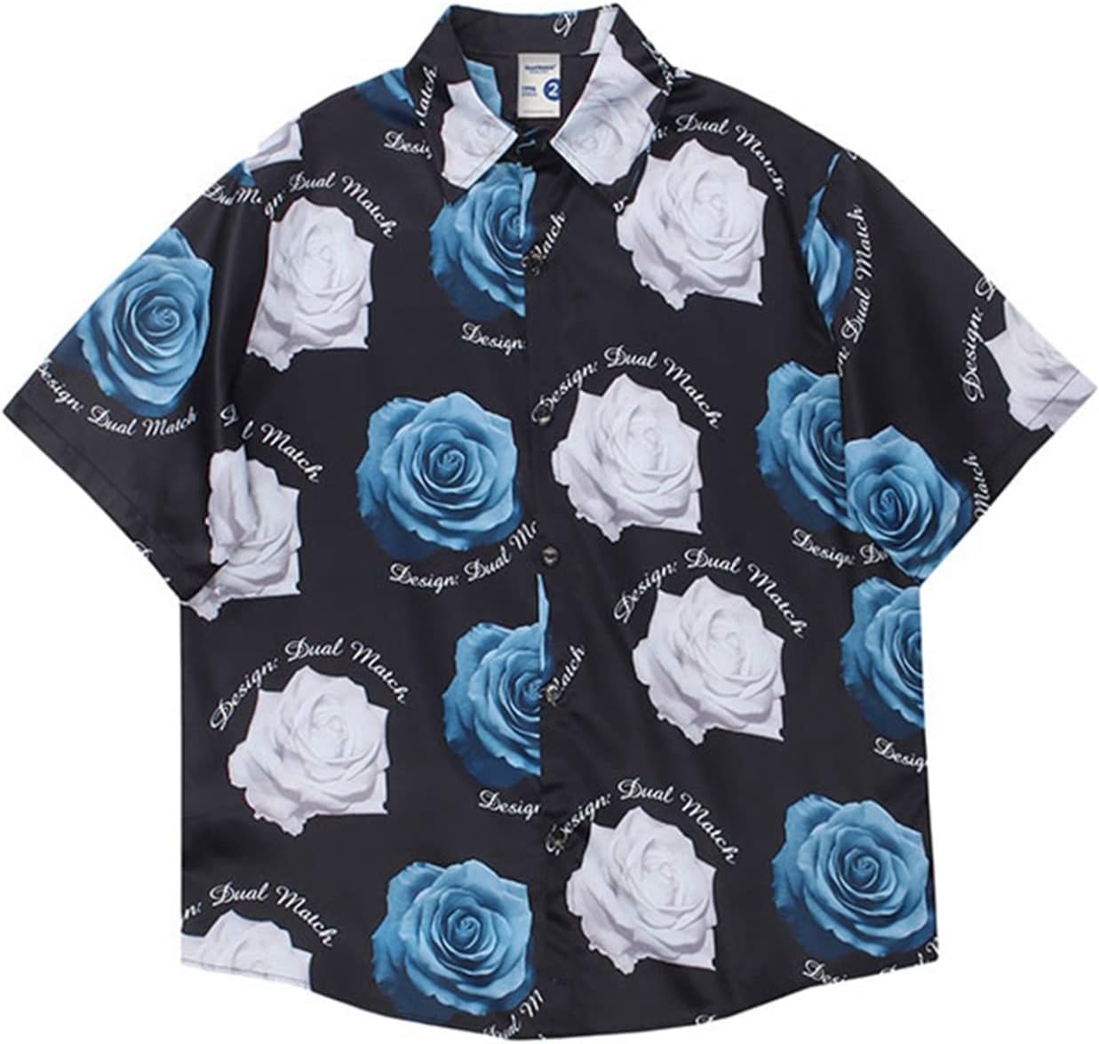 薔薇柄シャツ レトロ バラ総柄 メンズ 半袖シャツ アロハシャツ ハワイ風 ビーチシャツ 折り襟 軽量 薄手 カジュアルシャツ 上着 ゆったり おおきいサイズ お肌に優しい 速乾 吸汗 通気 ストリ｜Libre777