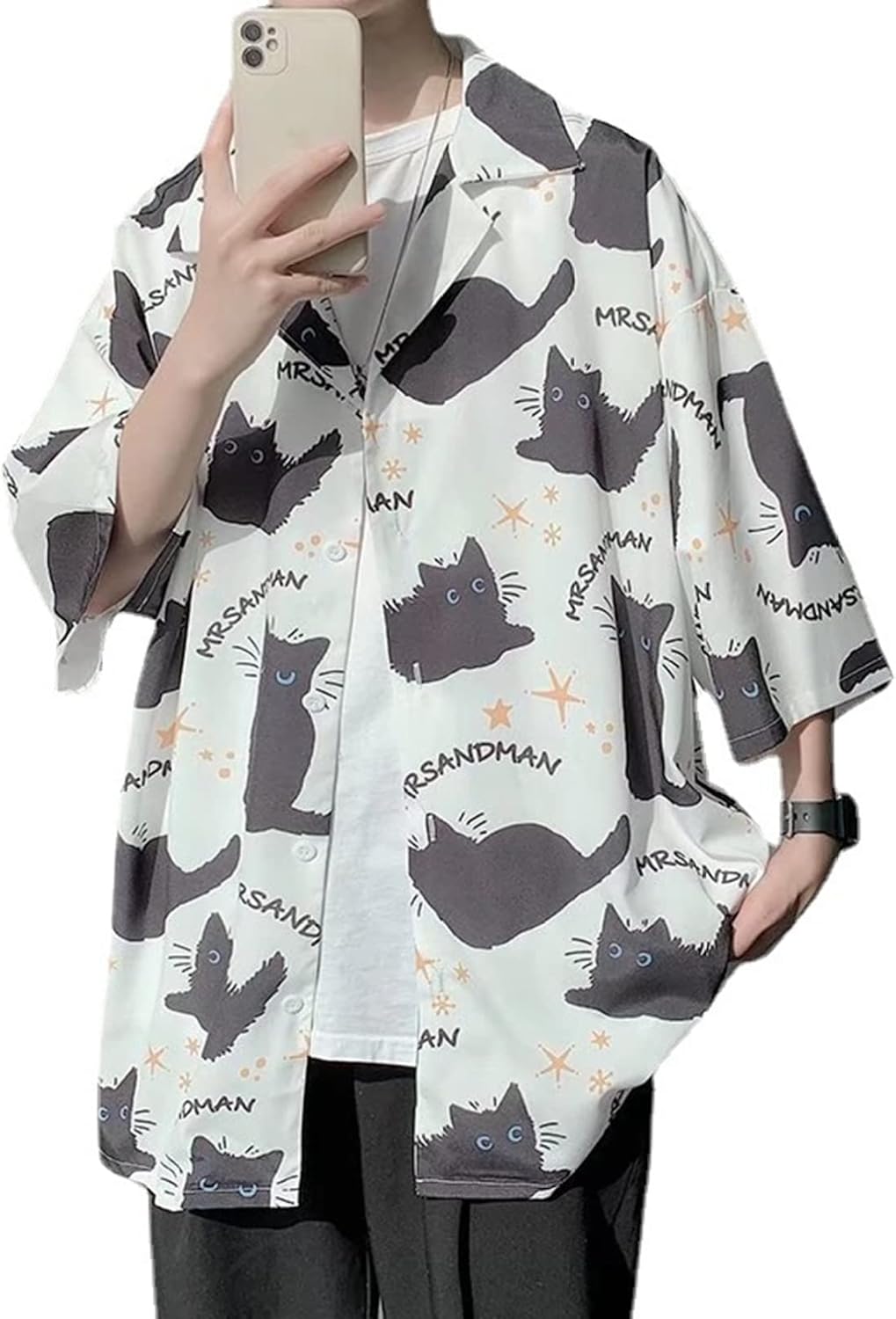 サマーシャツ 半袖シャツ メンズ 猫柄 原宿風 ハンサム アロハシャツ レディース カジュアルシャツ おしゃれ ゆったり 薄手 日焼け止め 柔らか 速乾 通気性 涼しい カップル お祭り 花火大会 ヒ｜Libre777
