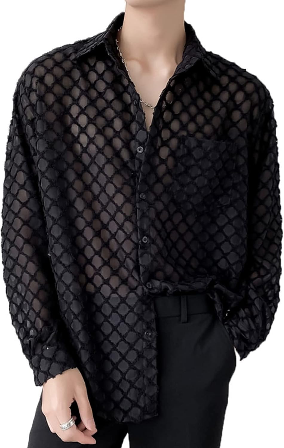 下穿き メンズ 長袖ティーシャツ 開襟ティーシャツ カクテルドレスルー 自己同一性的 艶っぽい カッコイイ 心地よい パステル色の 着心地好いたらしい 折り襟 名取り草付き添い人 流行り物 韓国風 胸衣嚢 前食い違い 通気性 速乾燥した ゆっ メンズファッション-トップス-ワイシャツ
