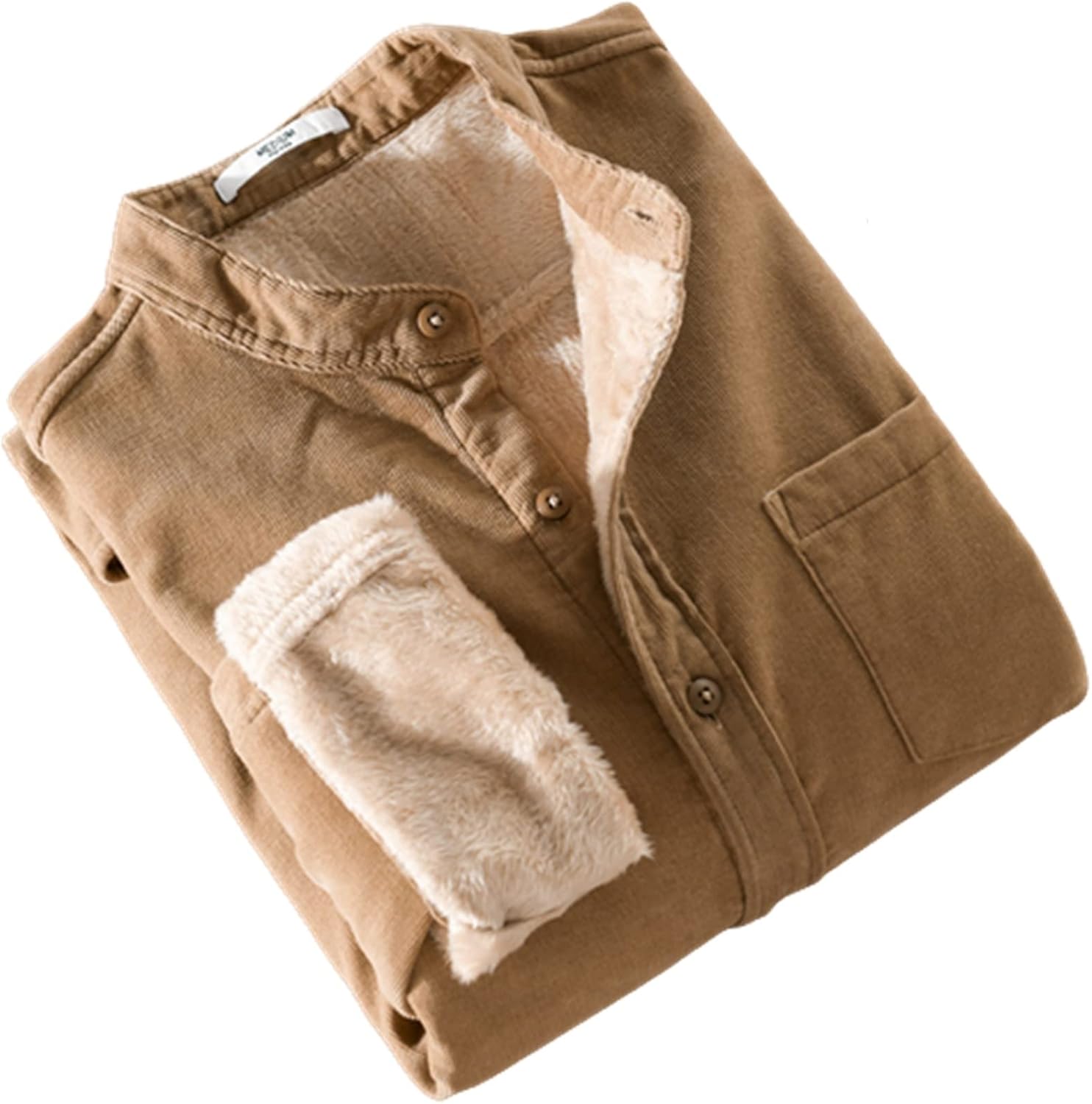 シャツ メンズ カジュアルシャツ 長袖シャツ 冬服 コーデュロイシャツ 暖かい 厚手 裏起毛 ボア 男性用 着心地が良い スタンドカラー 胸ポケット 通勤通学 日常 大きいサイズ 秋冬 和風 シンプル｜Libre777 12,002円