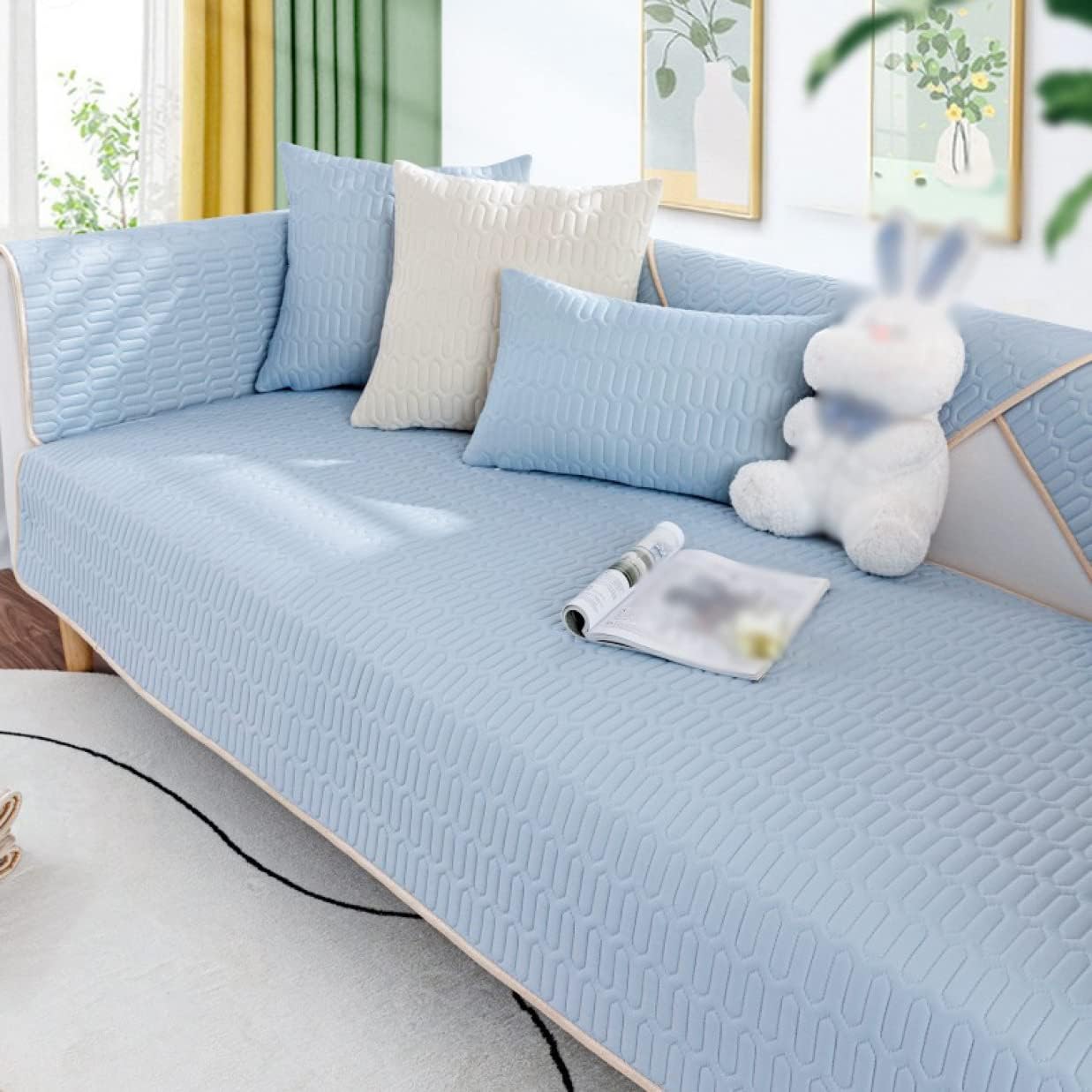 ソファーカバー 夏 ソファ カバー キルティング 70*120cm キルト 花柄 涼感冷感 クッション キルティング保護 犬猫用 インテリア 6 四季通用 断面マルチカバー ペット用品 ソファー シー|Libre777