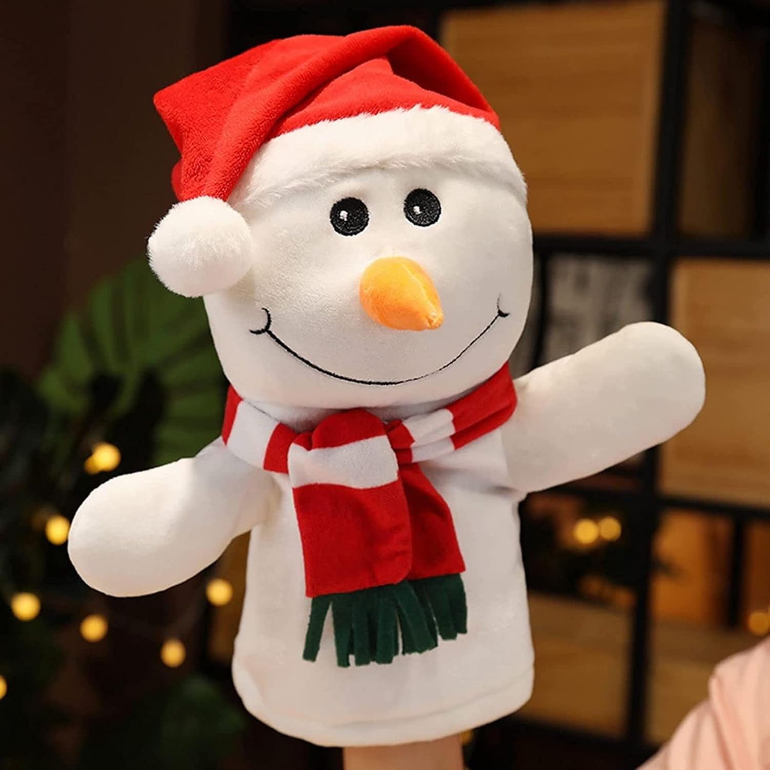 クリスマス プレゼント ぬいぐるみ 手踊り 人形劇 ハンドパペット 雪だるま サンタさん 鹿 おもちゃ 手の人形 子供 柔らかい キュート 癒しグッズ 快眠グッズ 部屋飾り 置物 店飾り 30CM 4