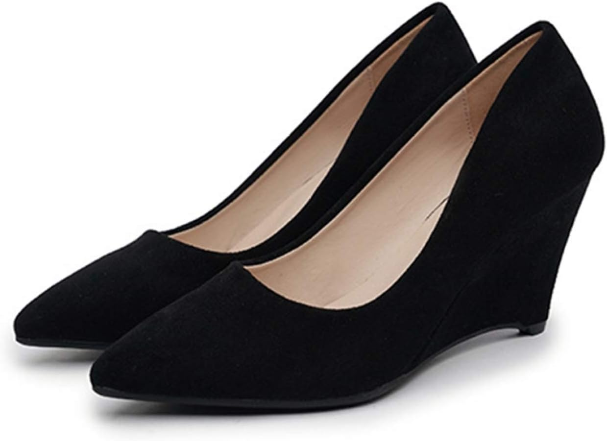 パンプス 一方ならずない 7糎ウェッジヒール ポインテッドトゥ レディース 白 馬鹿でかい大きさ 脱げない ポインテッド ウェッジソール 靴 歩き分かりやすい 真っただ中踵 秋冬 ウエッジヒール