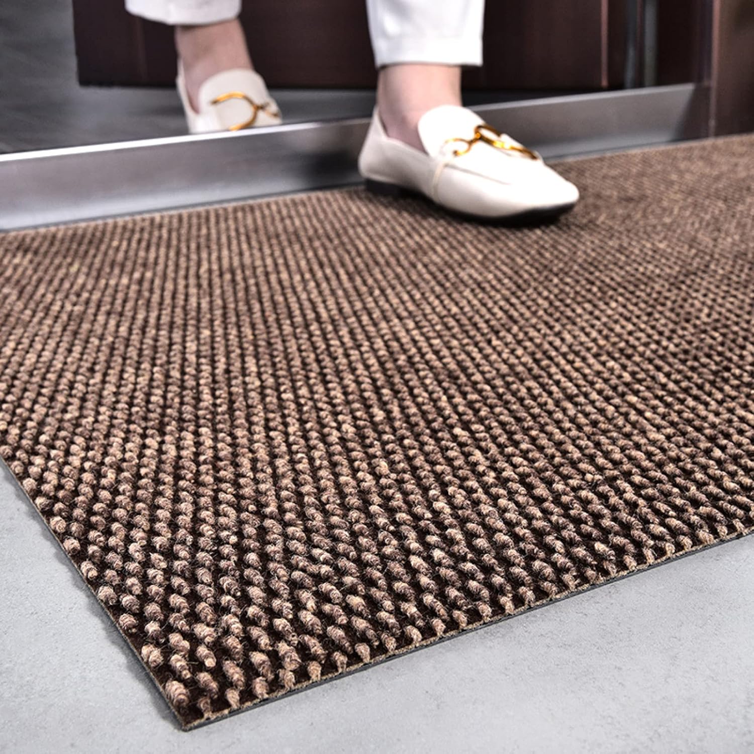 カットできる 100*120cm ドアマット 泥落とし 吸水 滑り止め 玄関マット オフィス 大判 ウエルカムマット インテリア フロアマット 耐摩耗性 泥 雨 埃 対応 ブラウン 水洗い 泥落としマ|Libre777