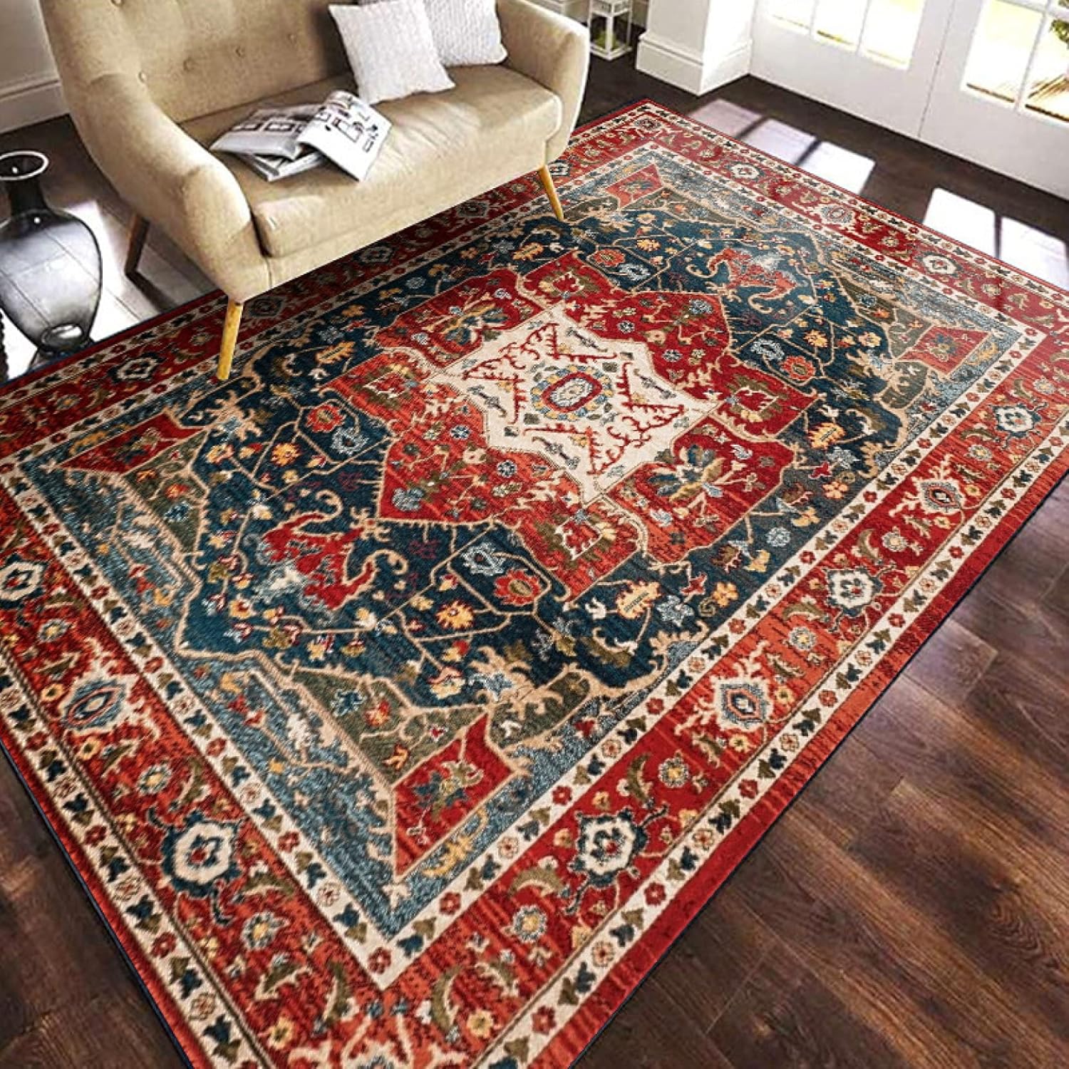 ペルシャ デザイン モロッコ風 160*200cm ラグ マット レトロカーペット 床暖房 ホットカーペットカバー レトロ 心地よい ペルシャ柄 ラグマット モロッカン柄 古典 トルコ風 異国感じ 西|Libre777