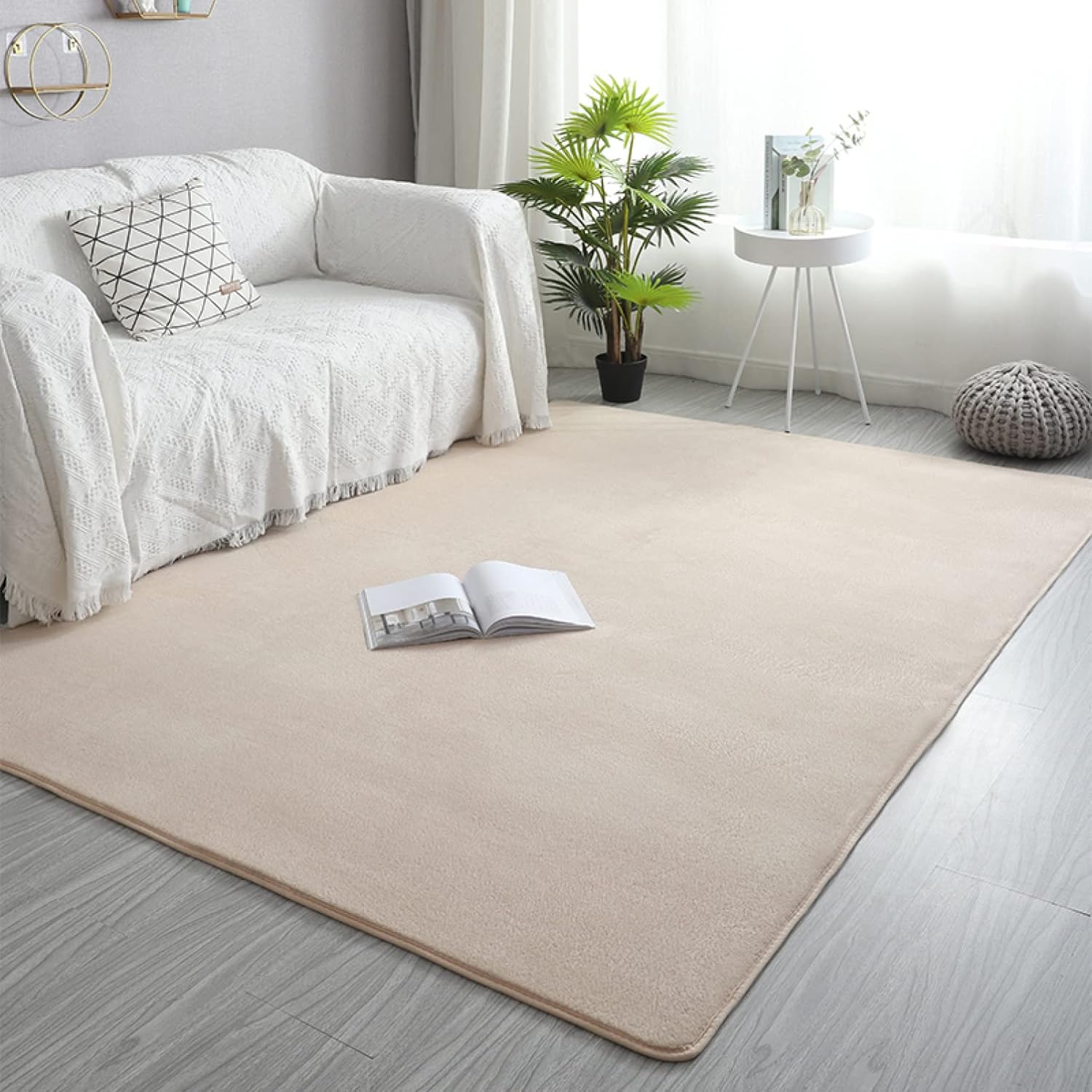 カーペット ラグ 洗える 滑り止め付 400x200cm 防ダニ キャメル 抗菌 防臭 200*160cm 1べる 1年中使えるタイプ 床暖房 ホットカーペット対応 北欧 ふわっと手触り 優しいフラン｜Libre777