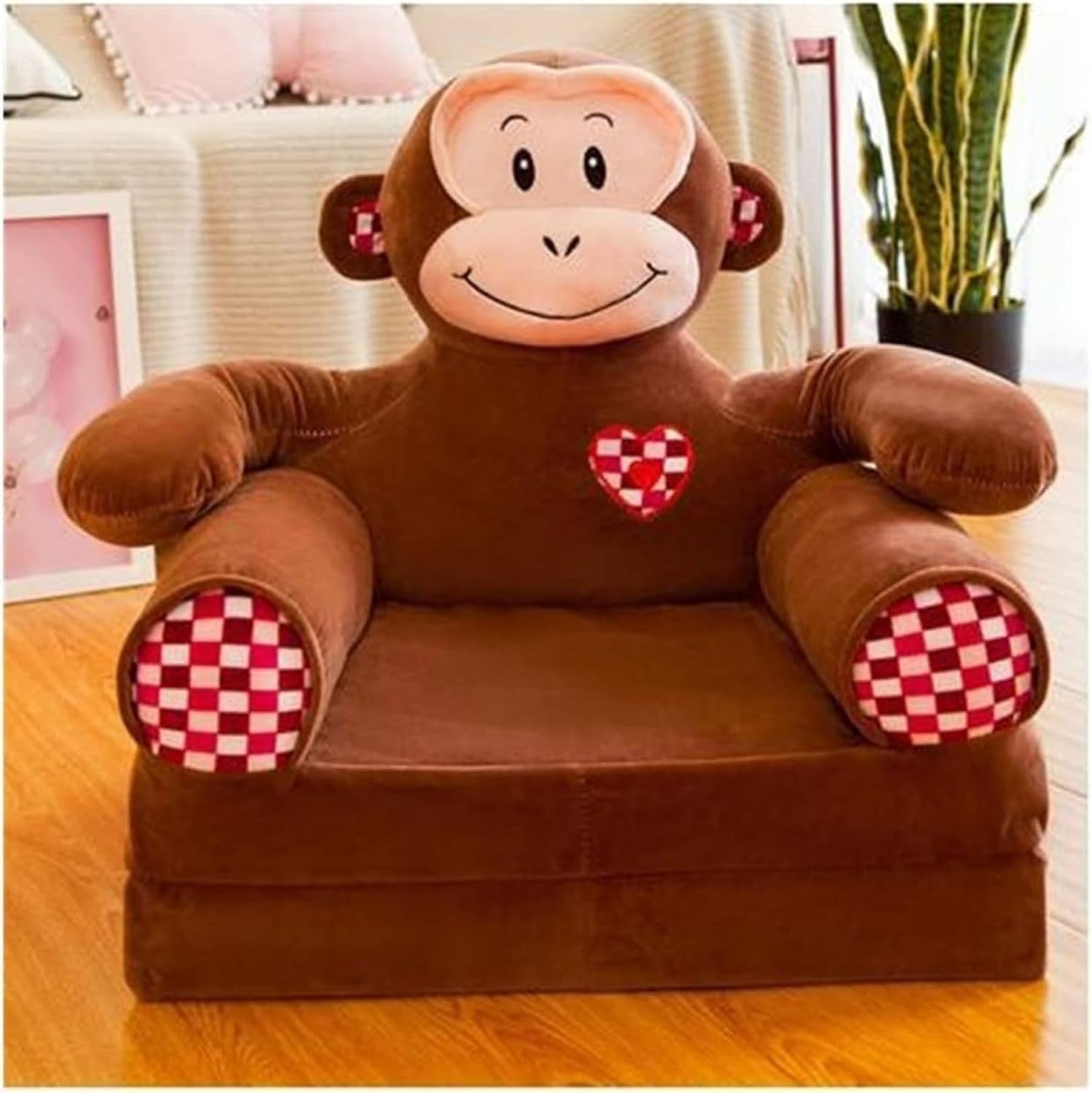 ベビーソファー 子供用 ソファー 折りたたみ式 キッズソファーベッド 軽量 動物 ふわふわ 座布団 かわいい 座椅子 洗える 背もたれ 手すり付 気持ちいい 赤ちゃん 幼児 贈り物 出産祝い ブラウン|Libre777