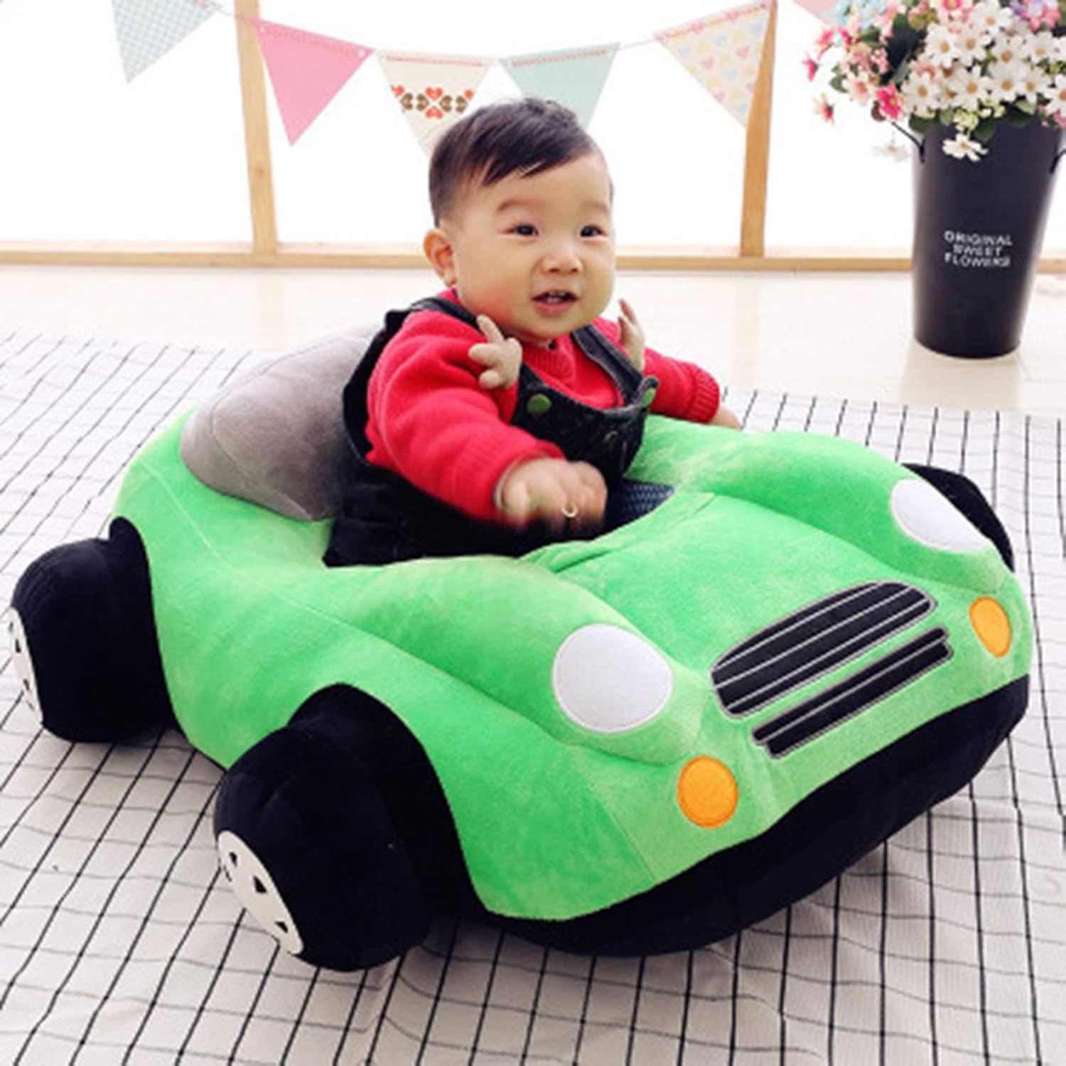 お座り練習チェア 車型 ベビーソファー キッズソファー ソフト 安定感 5ヶ月～１8ヶ月 お食事用 コットン カワイイ ベビーグッズ ギフト 贈り物 保育園 赤ちゃん椅子 子供用ソファー 70*65c