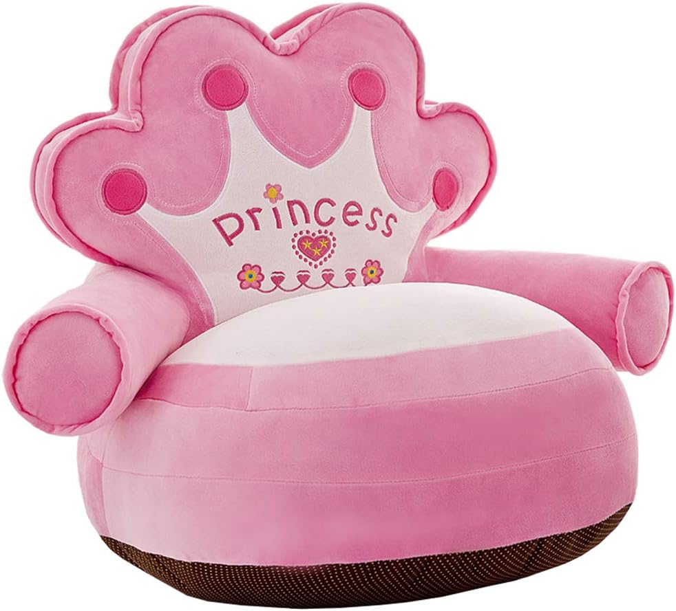 ベビーソファ キッズ 子供 チェア ふわふわ かわいい ぬいぐるみソファー お座り練習チェア お食事用 座椅子 お座り 滑り止め付 コンパクト 王子 王女様 50x50cm (ピンク)