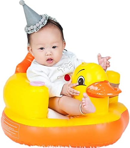 家庭用 子供用 シート キッズ トレーニングチェア 空気ソファー 空気椅子 膨脹可能なソファー ダイニングチェア 落下防止 携帯便利 アヒル柄 屋内 耐荷重 アウトドア 無地 可愛い イエロー (イエ｜Libre777