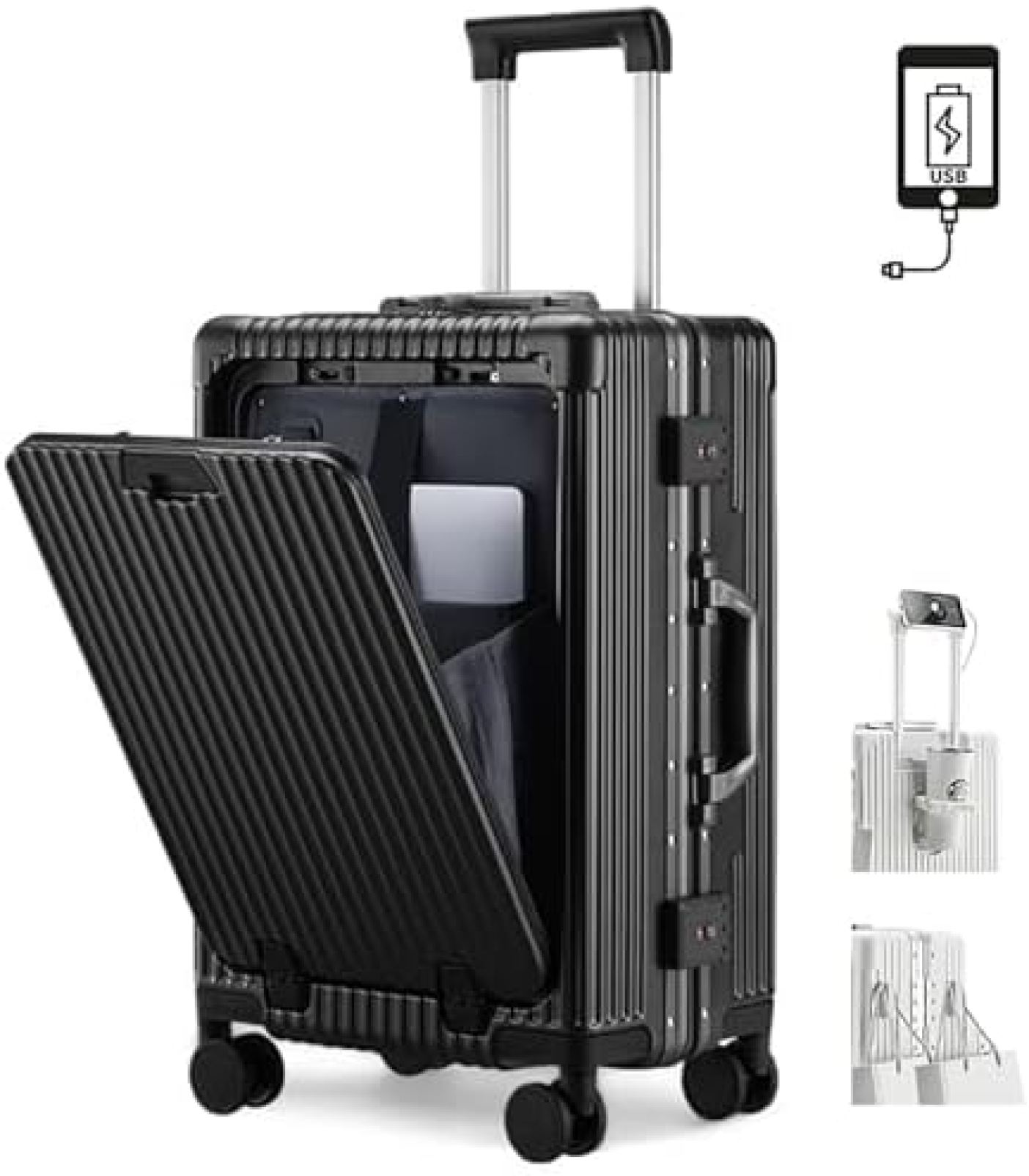 旅行バッグ 向こう正面開けっ広げ 機内持ち込み usb界面付き添い人 持ちはこび入れもの 可愛らしい キャリーバッグ 優勝杯保持者付き添い人 軽銀ひな形印字機 捉え所のない 前食い違い マイコン納める衣嚢 引っかかり 持ちはこび電