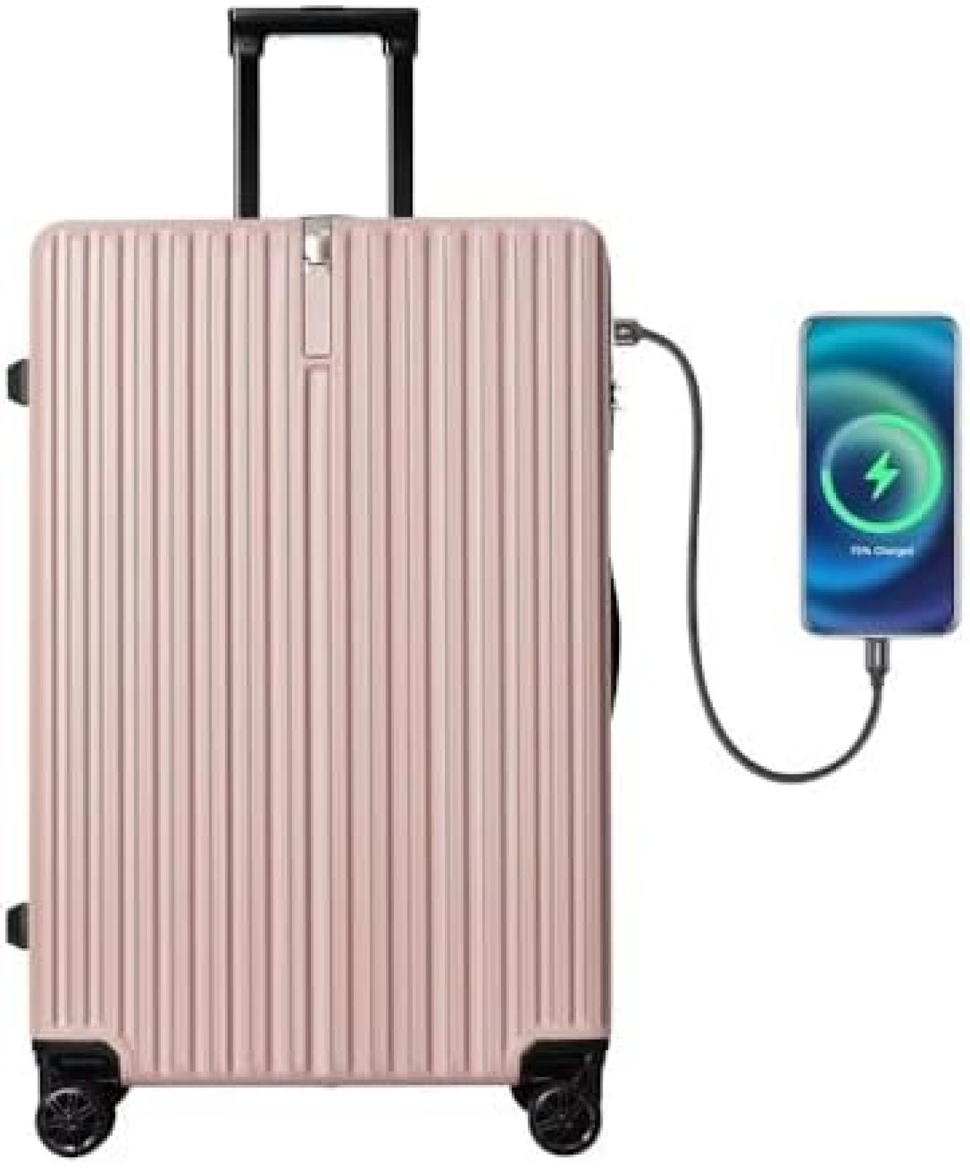 スーツケース キャリーバッグ 超軽量 Sサイズ 小型 2泊3日 キャリーケース 耐衝撃 USB充電ポート付きカップホルダー付き TSAロック搭載 旅行 おしゃれ かわいい (ピンク) suitcase｜Libre777