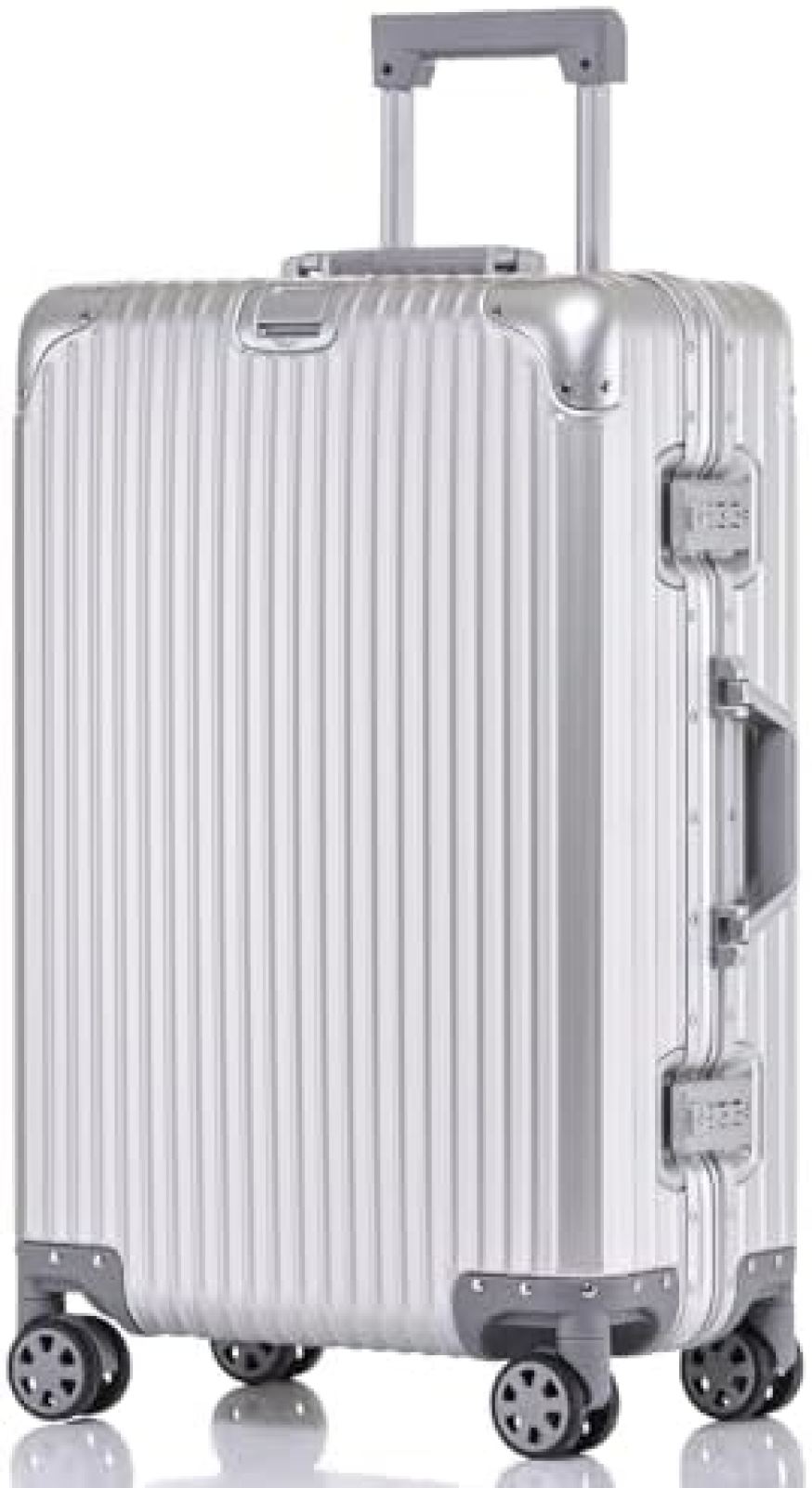 スーツケース オールアルミ合金 キャリーケース 機内持ち込み キャリーバッグ 大型 軽量 耐衝撃 TSAロック 静音 ダブルキャスター 出張 ビジネス 旅行 修学用 lサイズ/7泊以上/100L (シ