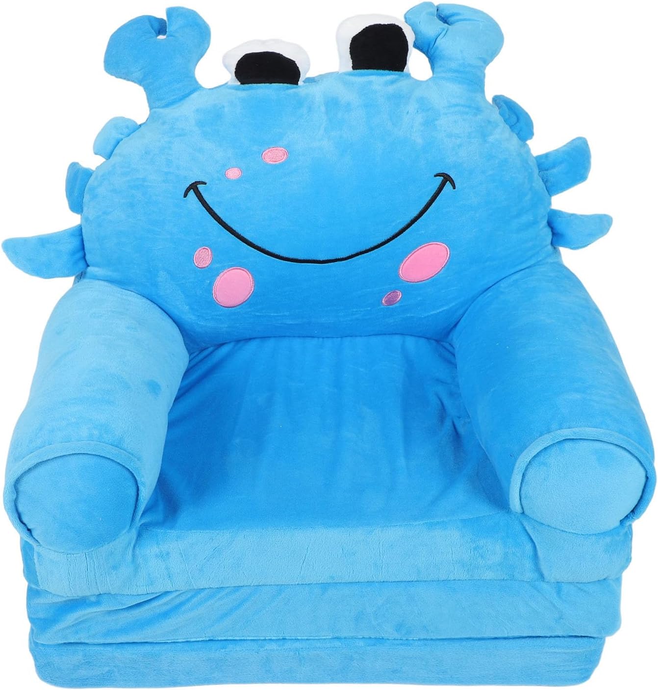 キッズソファ カウチ 折りたたみ式、2 in 1 ベビー幼児ソファ、豪華なコンバーチブル折りたたみソファ、引き出し式チャイルドスリーパー、かわいい漫画のソフトチェア、男の子、女の子用 (青)