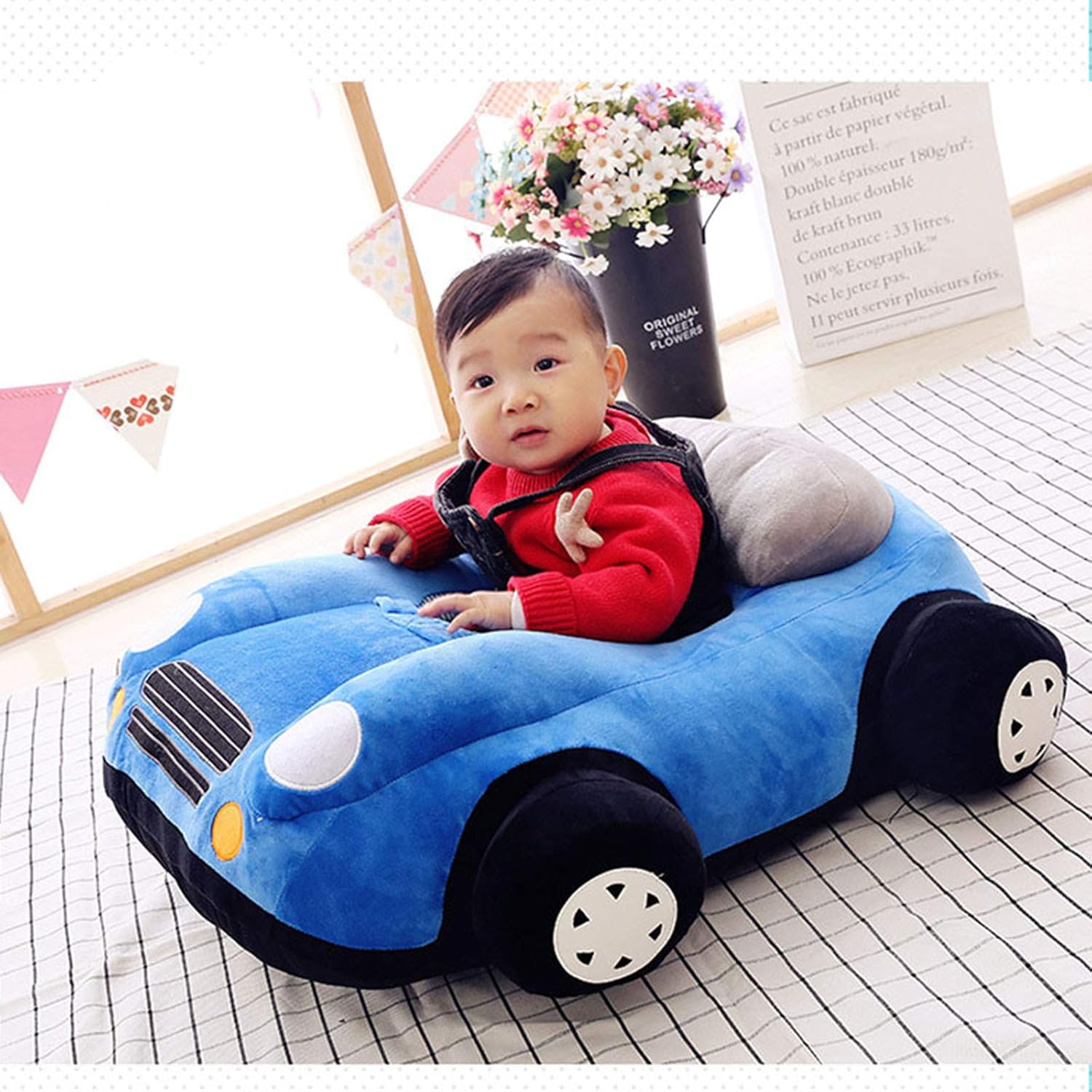 お座り練習チェア 車型 ベビーソファー キッズソファー ソフト 安定感 5ヶ月～１8ヶ月 お食事用 コットン カワイイ ベビーグッズ ギフト 贈り物 保育園 赤ちゃん椅子 子供用ソファー 70*65c 10,868円