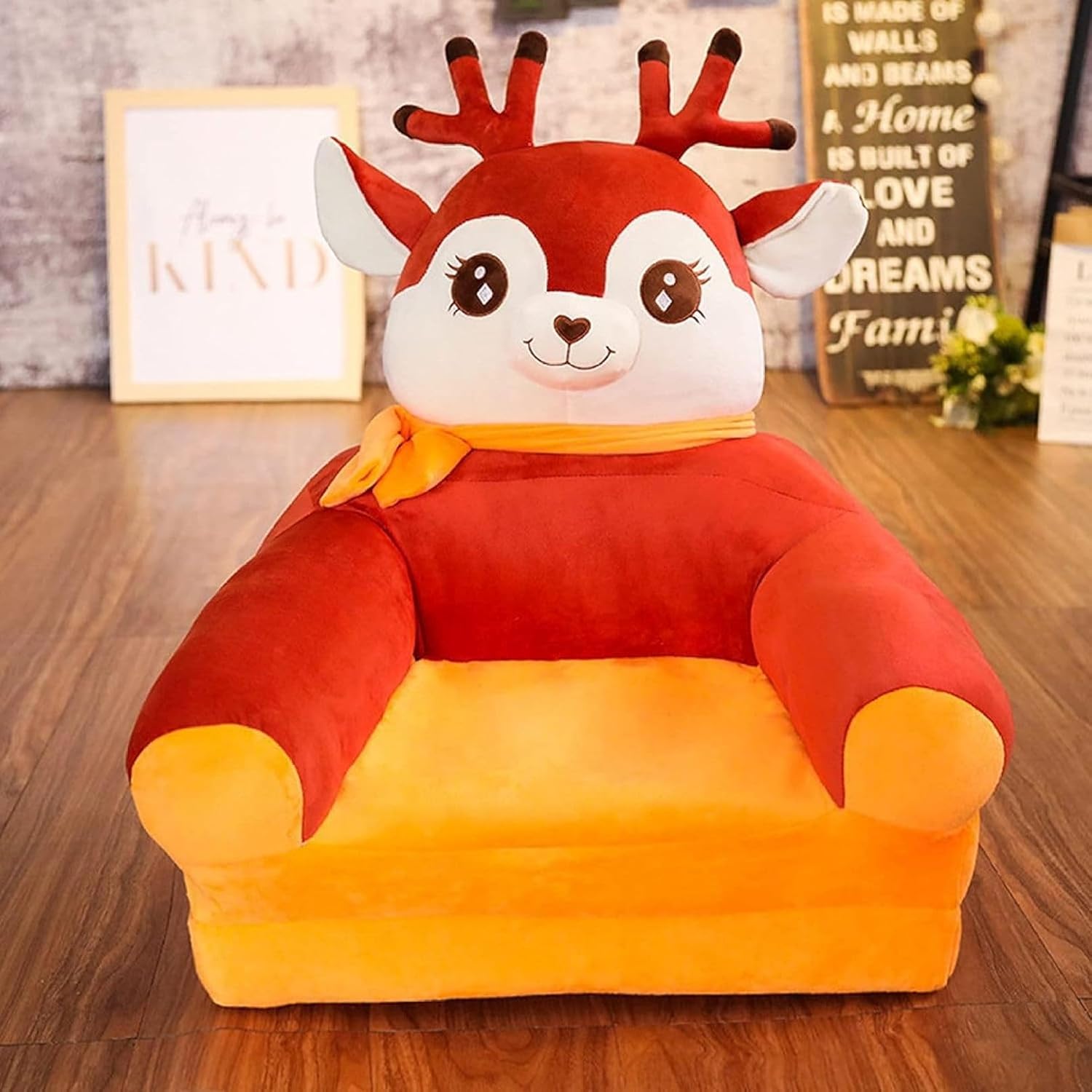 キッズソファーベッド 子供用 ソファー 折りたたみ ベビーソファー ふわふわ かわいい 動物 軽量 座布団 座椅子 背もたれ 手すり付 洗える 気持ちいい 赤ちゃん 幼児 出産祝い プレゼント こじか｜Libre777 11,265円