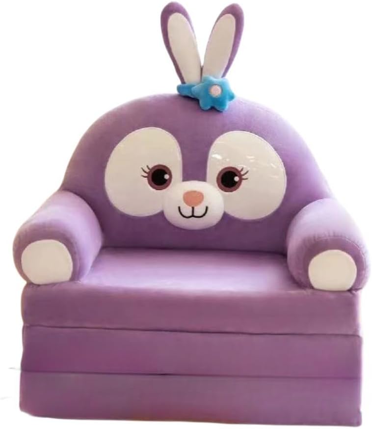ベビーソファ 子供用ソファー 2way 折りたたみ ふわふわ 洗えるカバー 座椅子 出産祝い 高弾力 キッズソファーベッド プレゼント 三つ折り グリーン (パープル 4層)｜Libre777