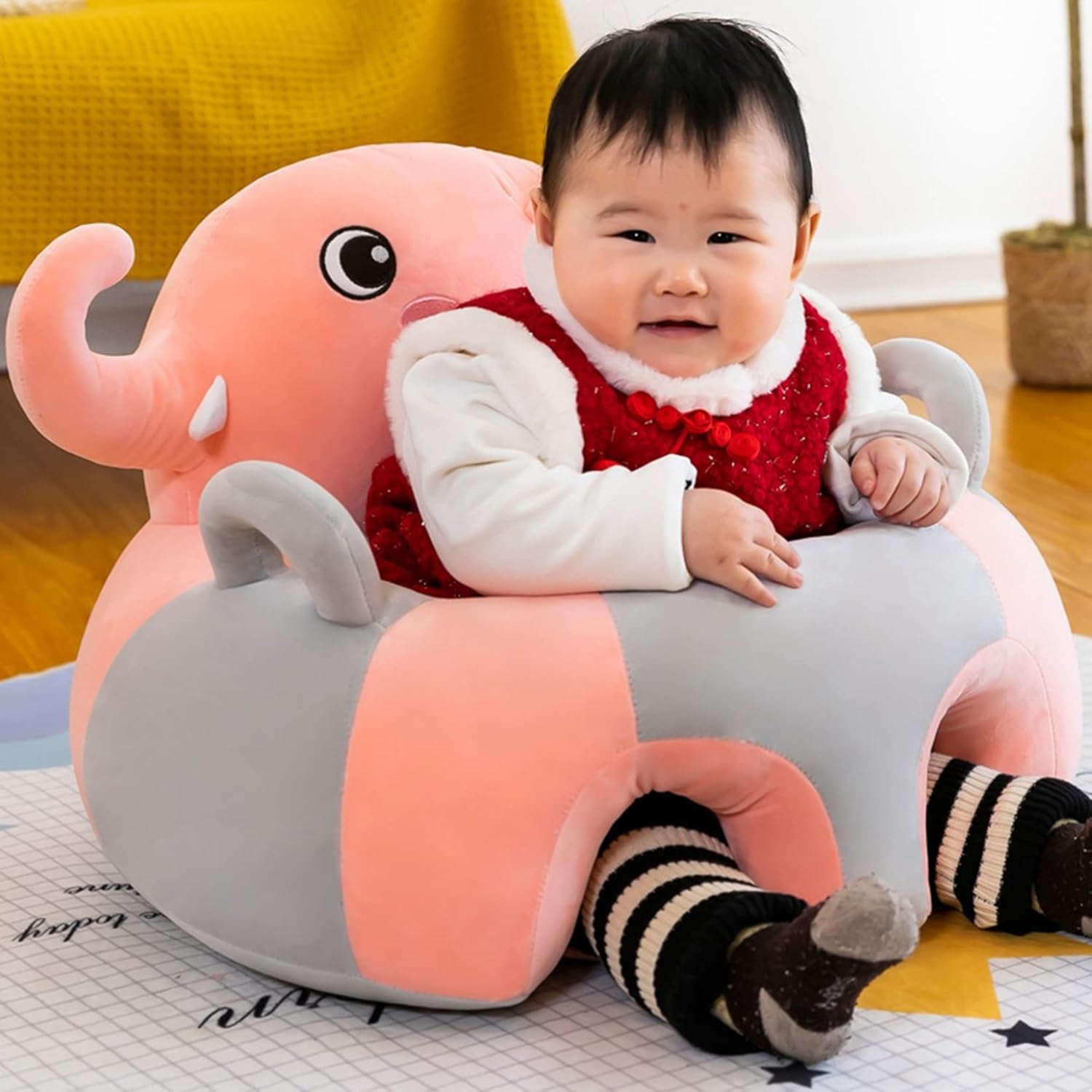 ぬいぐるみチェア 可愛い お座り練習 ベビーソファー アニマル 子供用 ソフト コットン 安定感 お食事用 滑り止め付 ベビーグッズ 装飾り 赤ちゃん椅子 キッズソファー 保育園 幼稚園 55*50C｜Libre777