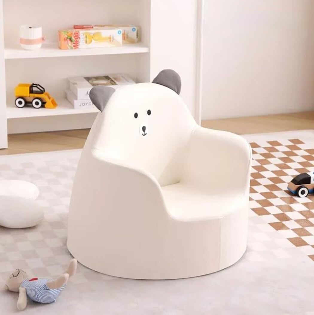 子どもソファー キッズソファー ベビーソファー 子供用 ソファー 赤ちゃん 可愛い ふわふわ 防水 弾力性 室内 背もたれ PU スポンジ インテリア プレゼント 動物 座椅子 一人掛け クマ ホワイ|Libre777