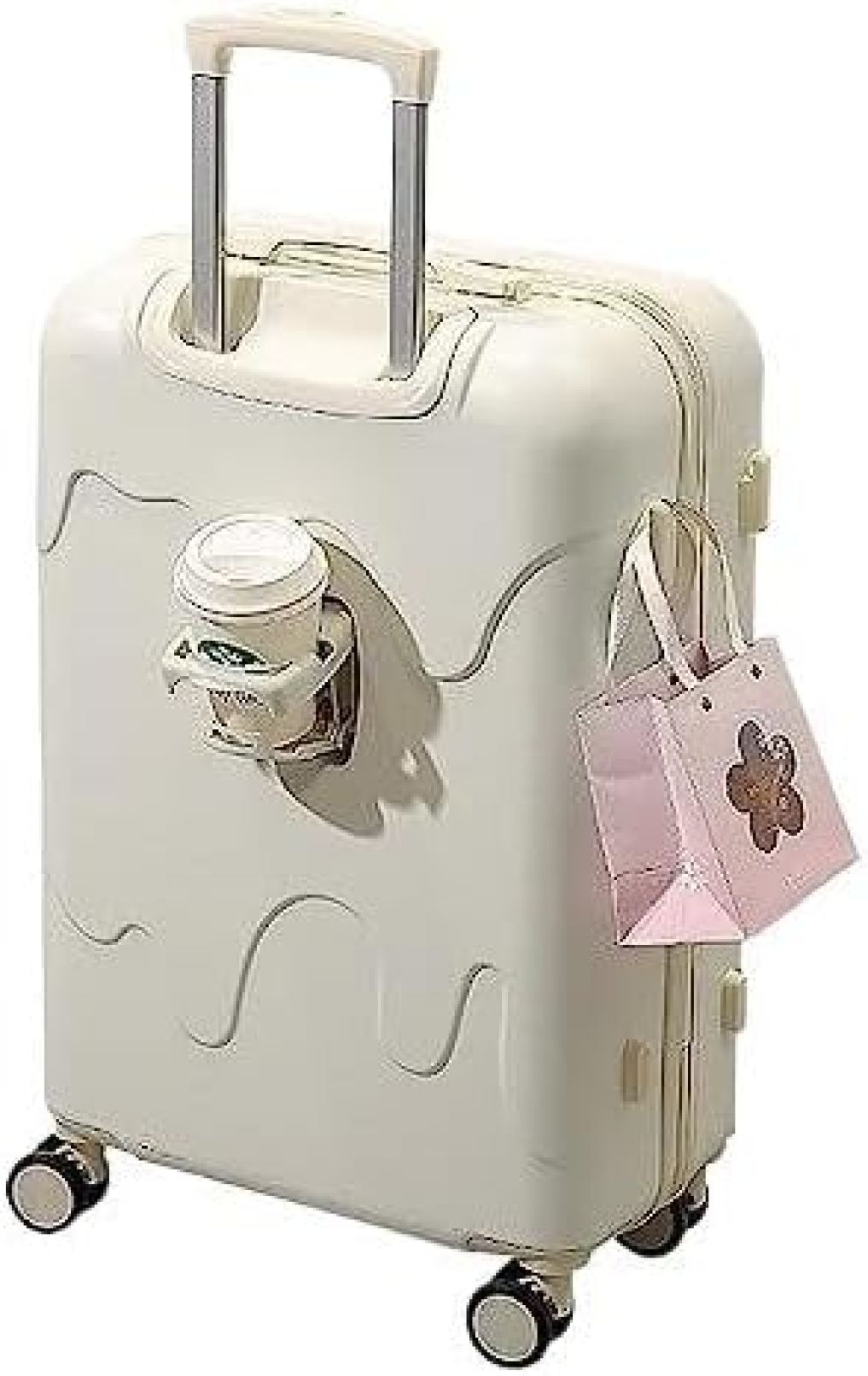スーツケー可愛い キャリーケース かわいい スーツケース ビルトインカッ-プホルダー ビジネス 超軽量 大型 軽量 静音ト付 耐衝撃 ダブルキャスター ーク搭載 旅行出張 360度回転 ビジネス|Libre777